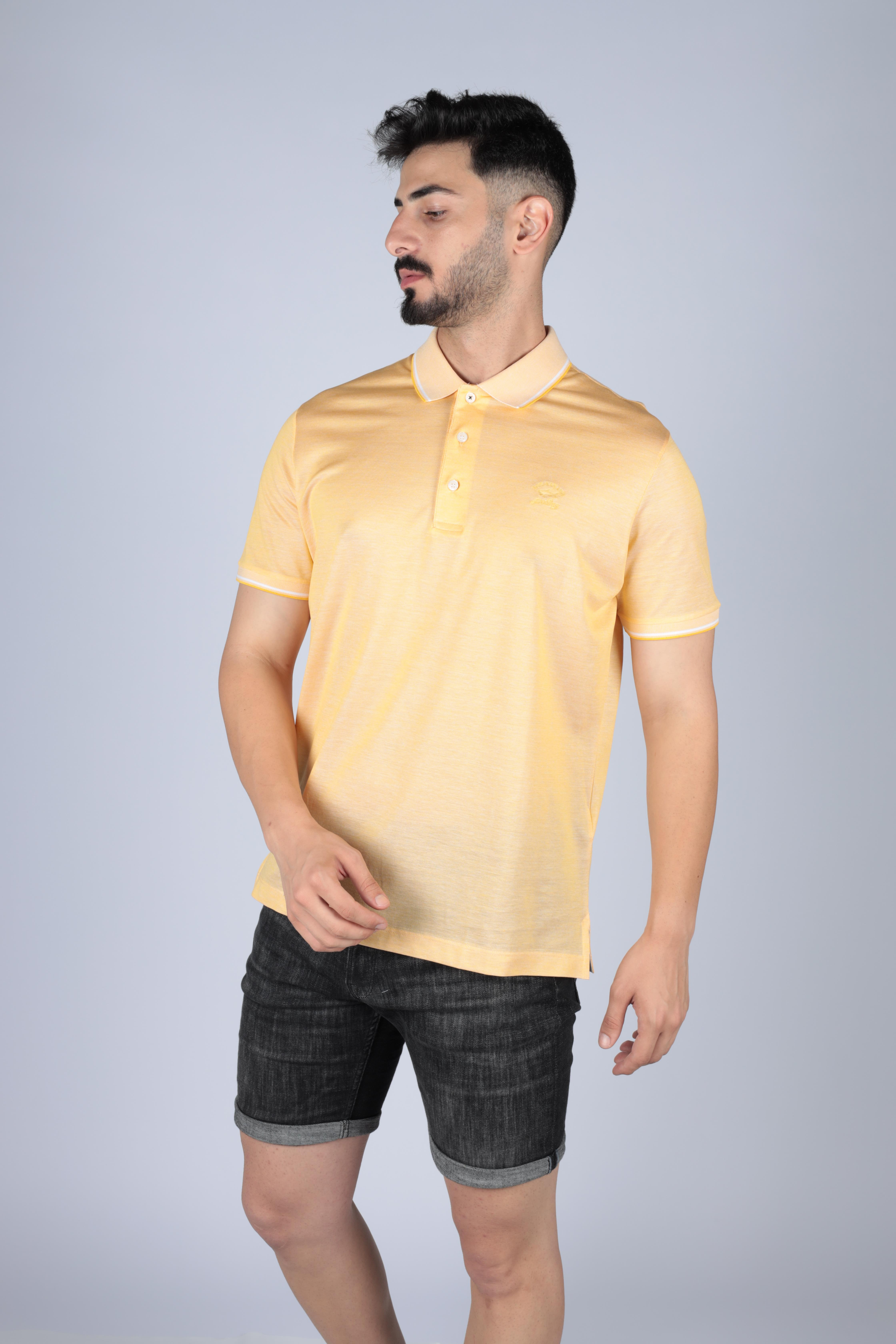 Paul Shark Paul Shark Erkek Logolu Basic Regular Fit Kısa Kollu Sarı Polo Yaka T-Shirt 11311707-043