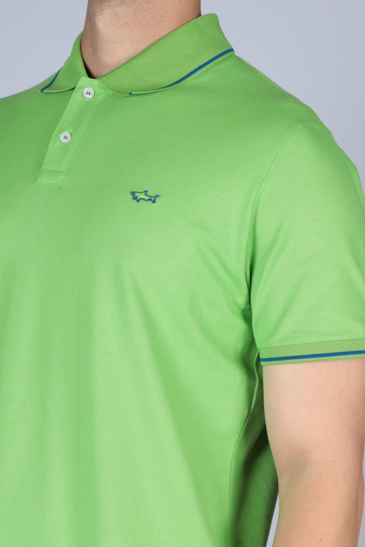 Paul Shark Paul Shark Erkek Logolu Basic Regular Fit Kısa Kollu Yeşil Polo Yaka T-Shirt 22411254-197