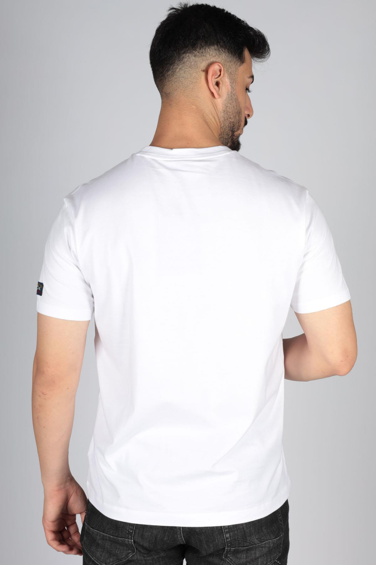 Paul Shark Paul Shark Erkek Logolu Basic Regular Fit Kısa Kollu Beyaz T-Shirt 23411072-010