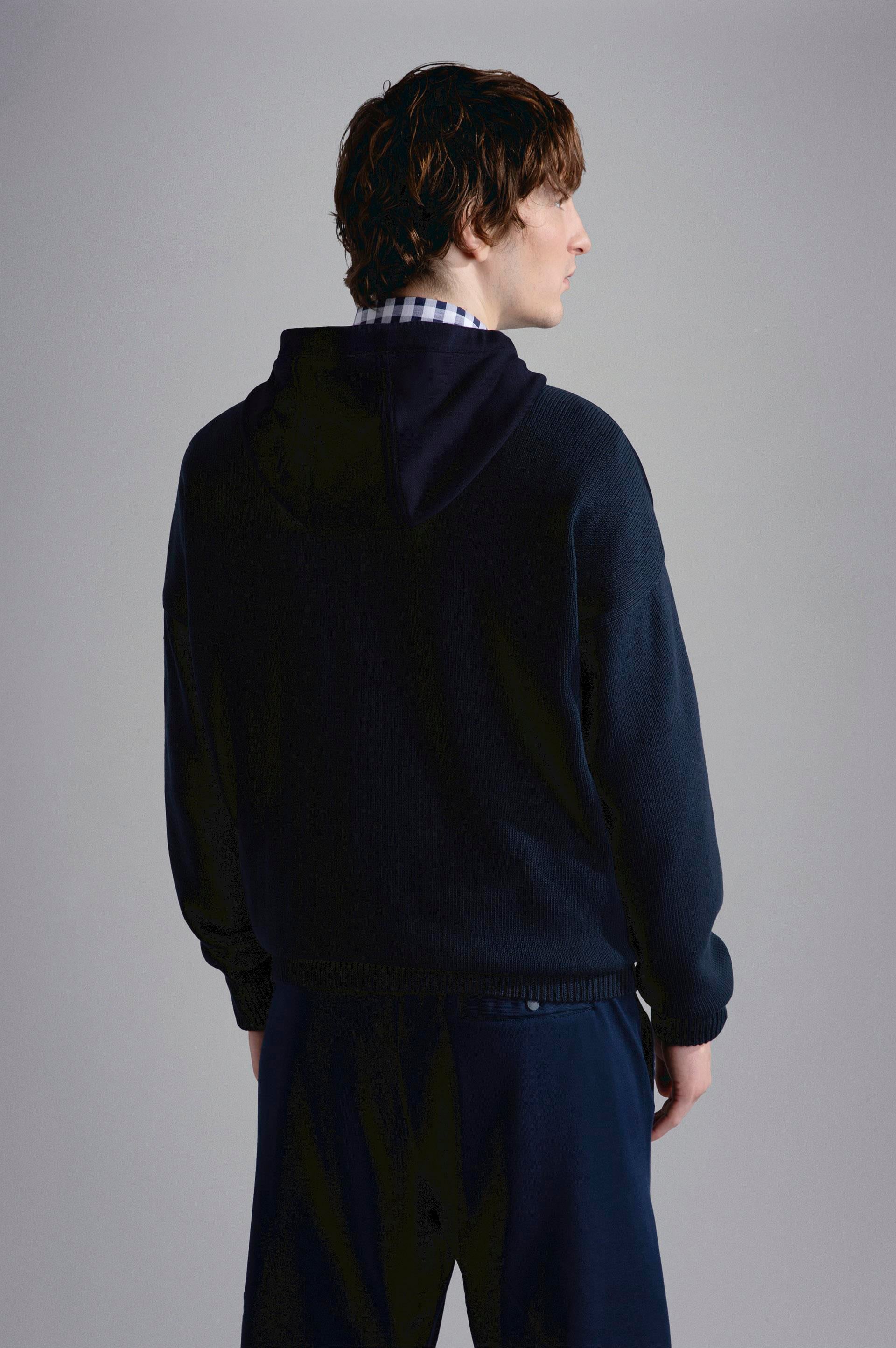 Paul Shark Paul Shark Erkek Logolu Kapüşonlu Uzun Kollu Kanguru Cep Lacivert Sweatshirt 24411858-013