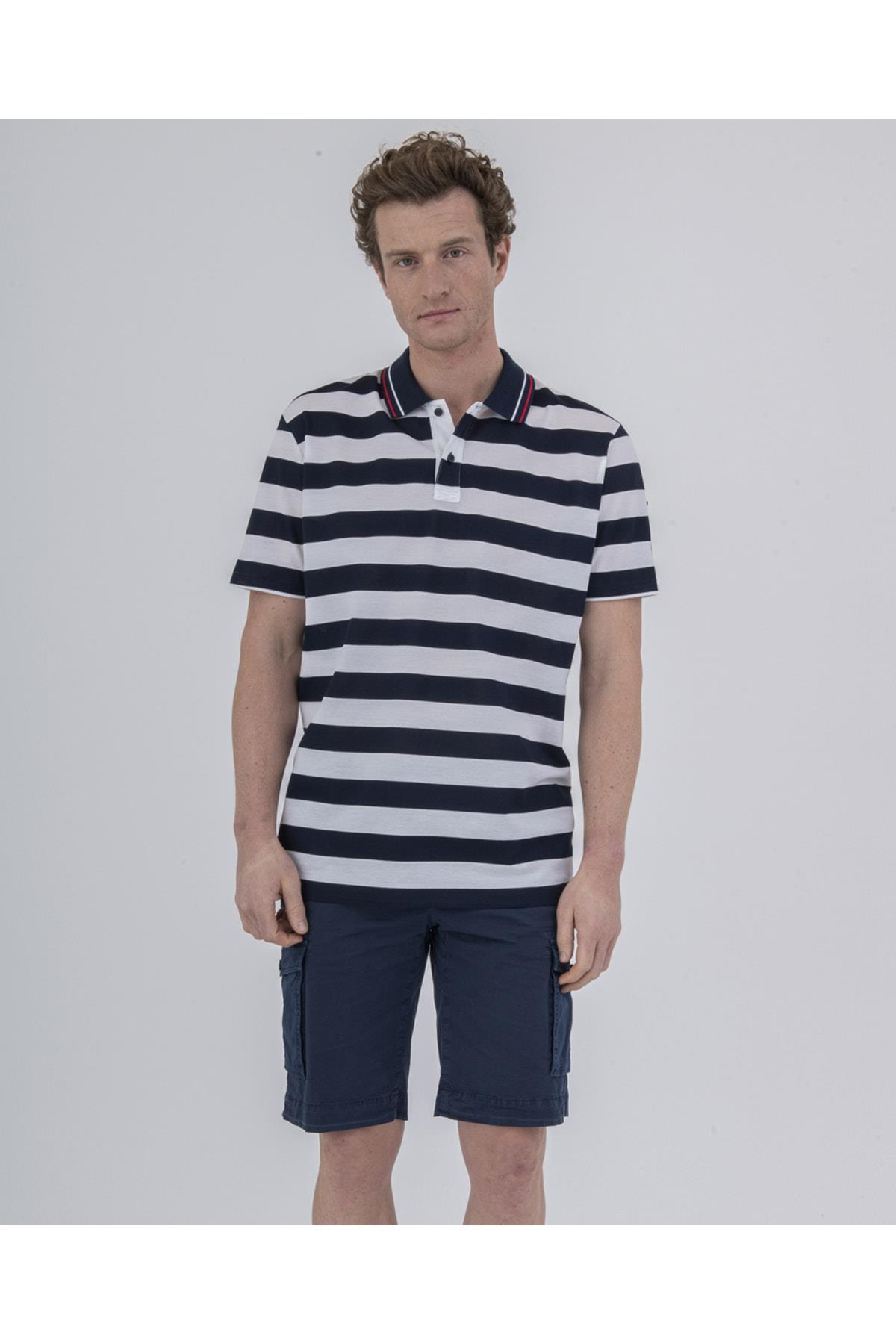 Paul Shark Paul Shark Erkek Marka Logolu Organik Pamuklu Kısa Kollu Beyaz Polo Yaka T-Shirt 22411331-417