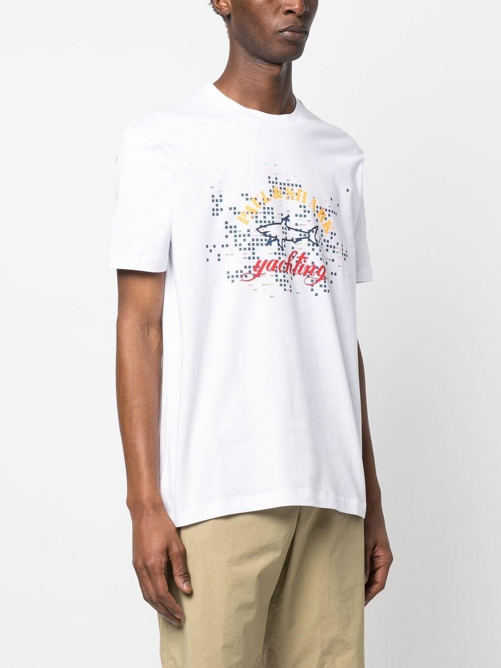Paul Shark Paul Shark Erkek Marka Logolu Basic Bisiklet Yaka Kısa Kollu Beyaz T-Shirt 23411041-010