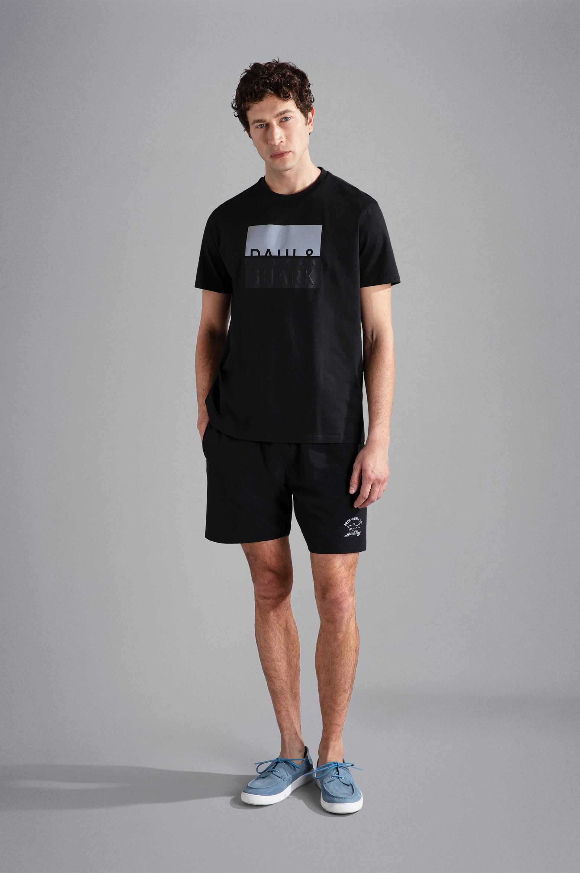 Paul Shark Paul Shark Erkek Marka Logolu Pamuklu Normal Kalıp Günlük Siyah T-Shirt 24411050-011