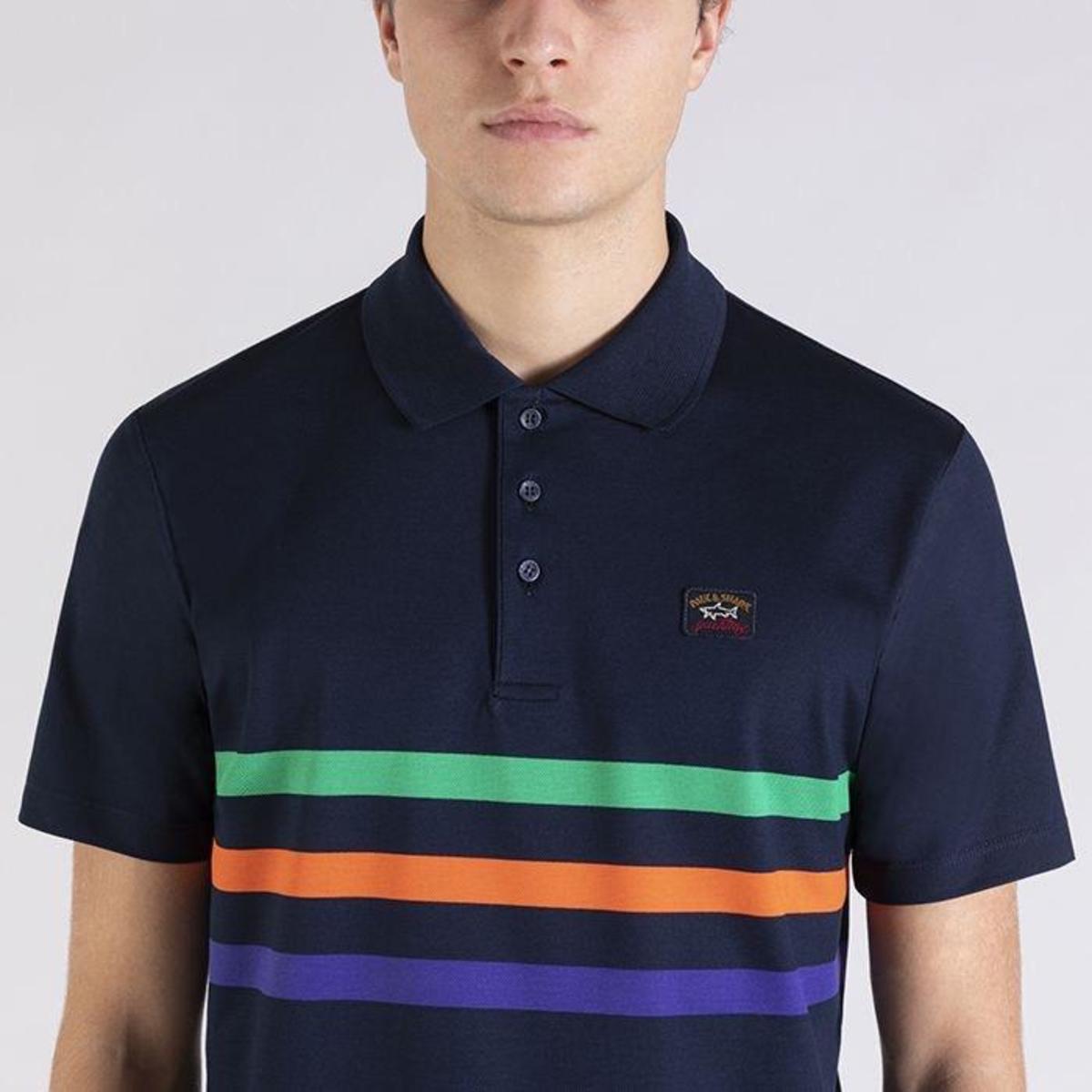 Paul Shark Paul Shark Erkek Marka Logo Detaylı Regular Fit Uzun Kollu Lacivert Polo Yaka T-Shirt E20P1274-305