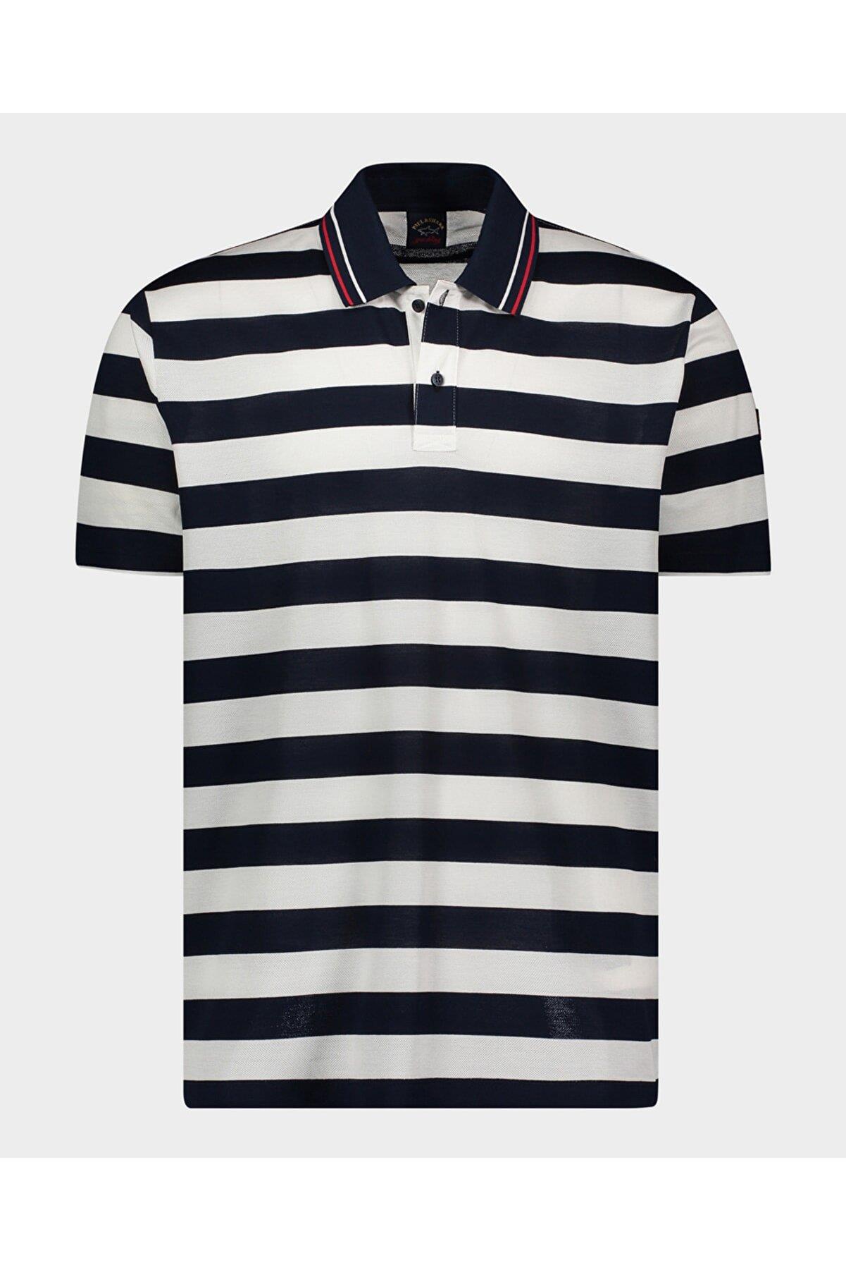 Paul Shark Paul Shark Erkek Marka Logolu Organik Pamuklu Kısa Kollu Beyaz Polo Yaka T-Shirt 22411331-417