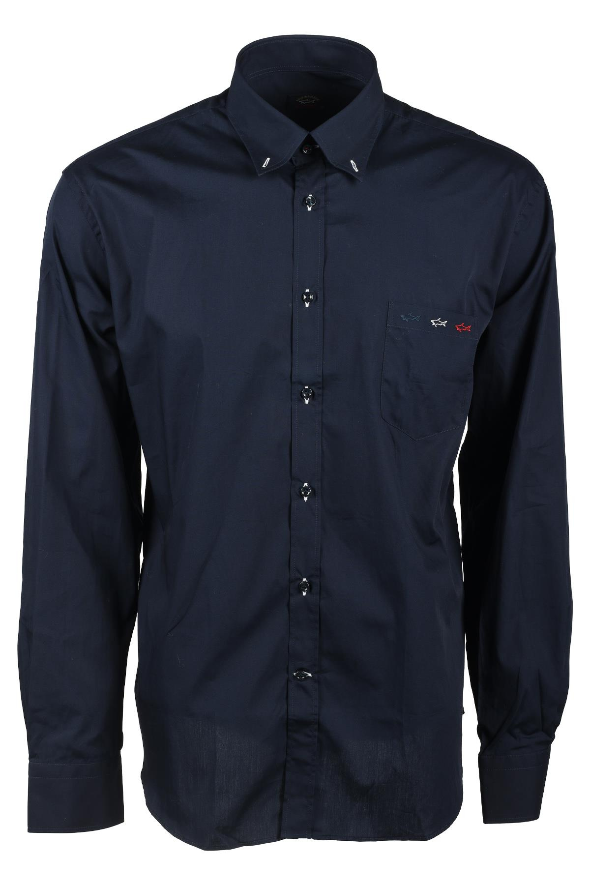 Paul Shark Paul Shark Erkek Marka Logo Detaylı Regular Fit Uzun Kollu Lacivert Gömlek I20P3161-050