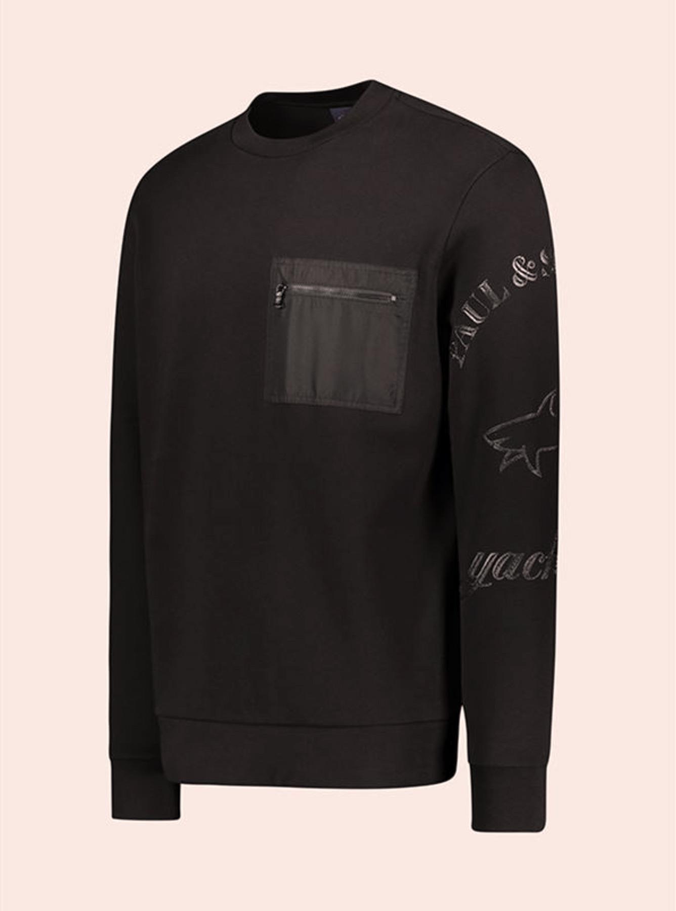 Paul Shark Paul Shark Erkek Marka Logo Detaylı Regular Fit Uzun Kollu Siyah Sweatshirt 12311821-011