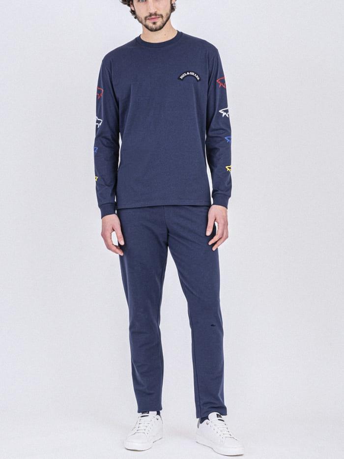 Paul Shark Paul Shark Erkek Marka Logo Detaylı Regular Fit Uzun Kollu Lacivert T-Shirt 22411587-013