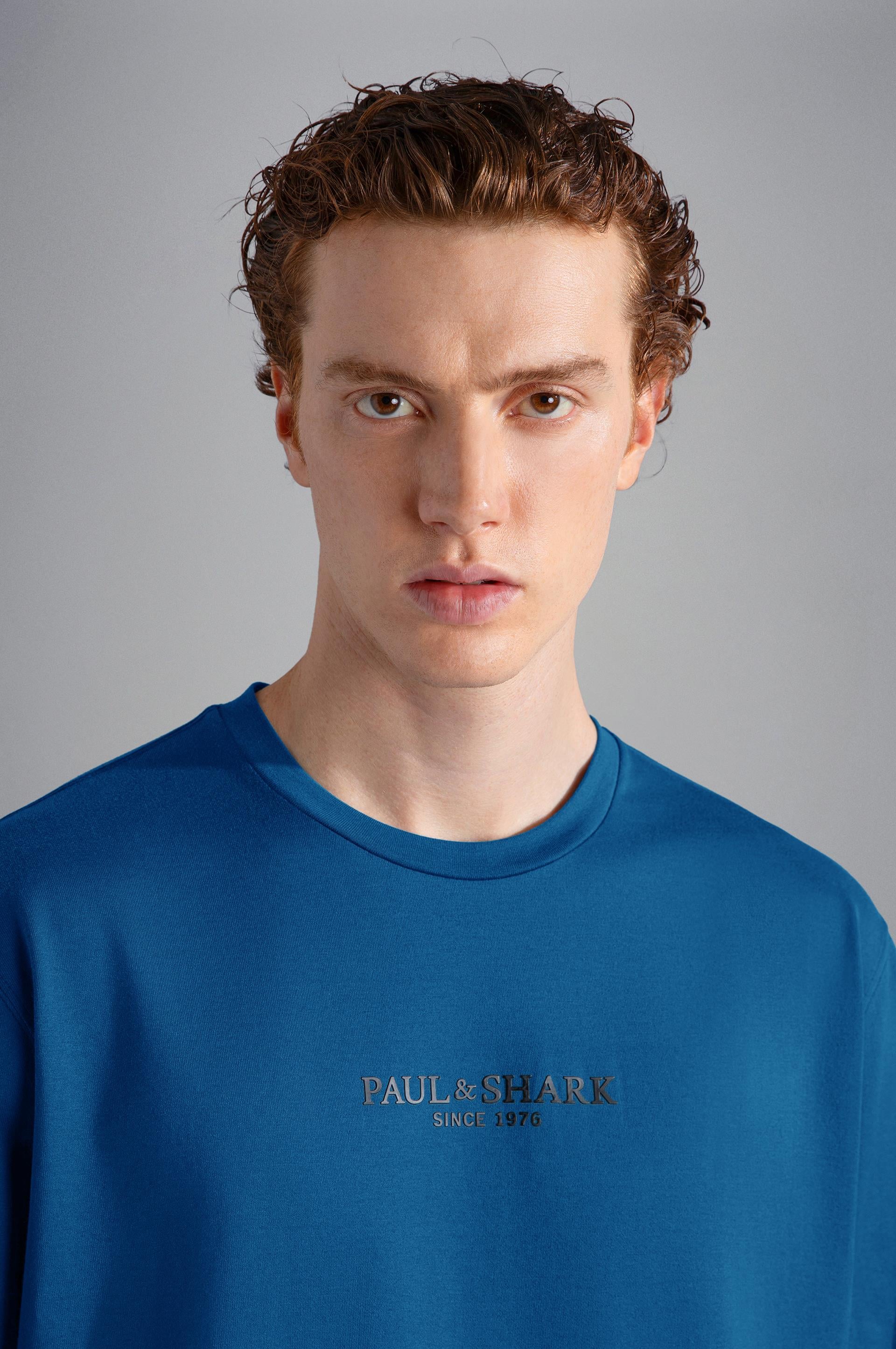 Paul Shark Paul Shark Erkek Marka Logolu Uzun Kollu Rahat Mavi T-Shirt 13311624-402