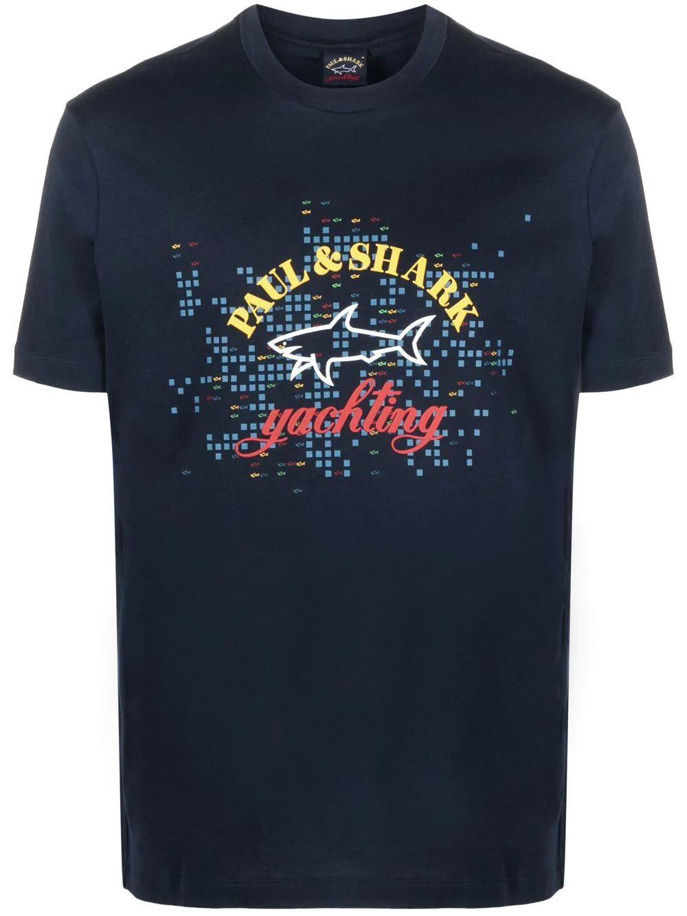 Paul Shark Paul Shark Erkek Marka Logolu Basic Bisiklet Yaka Kısa Kollu Lacivert T-Shirt 23411041-726
