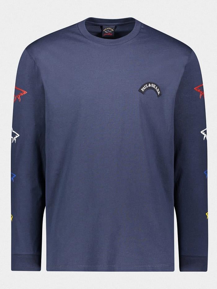 Paul Shark Paul Shark Erkek Marka Logo Detaylı Regular Fit Uzun Kollu Lacivert T-Shirt 22411587-013