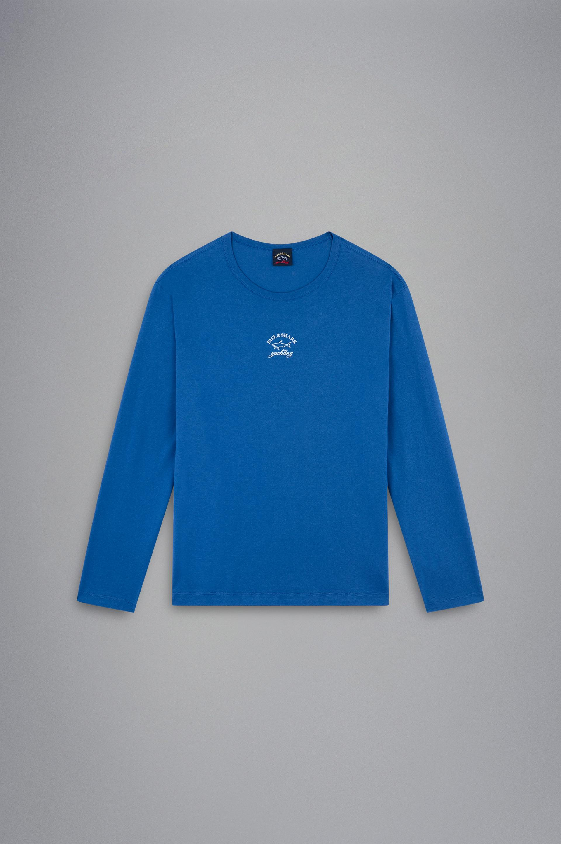 Paul Shark Paul Shark Erkek Marka Logo Detaylı Regular Fit Uzun Kollu Mavi T-Shirt 12311663-402