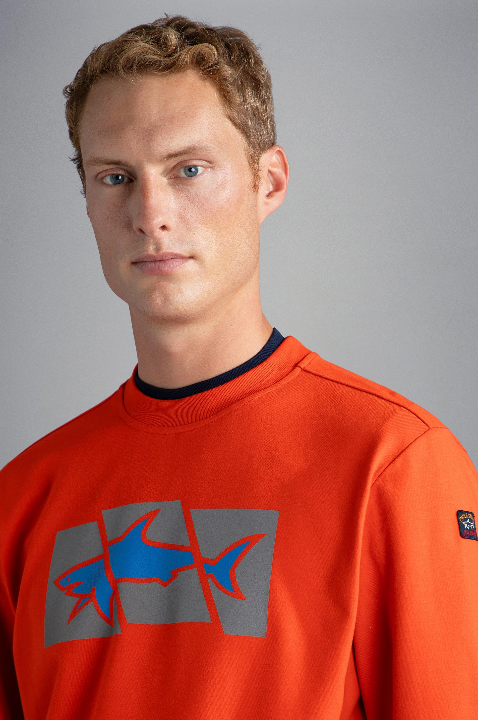 Paul Shark Paul Shark Erkek Marka Logolu Pamuklu Normal Kalıp Günlük Turuncu Sweatshirt 13311965-576
