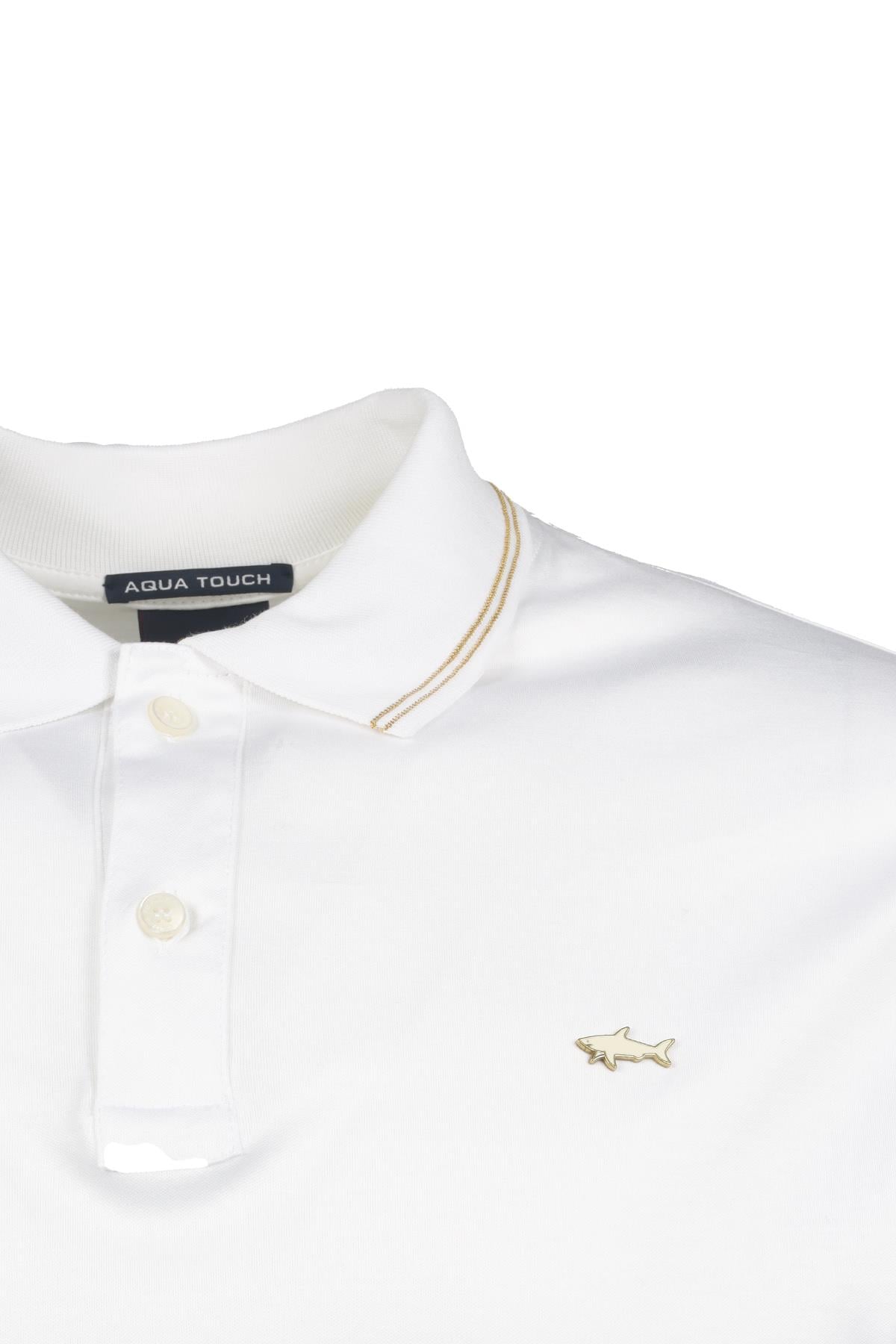 Paul Shark Paul Shark Erkek Marka Logolu Uzun Kollu Rahat Beyaz Polo Yaka T-Shirt 13311723-010