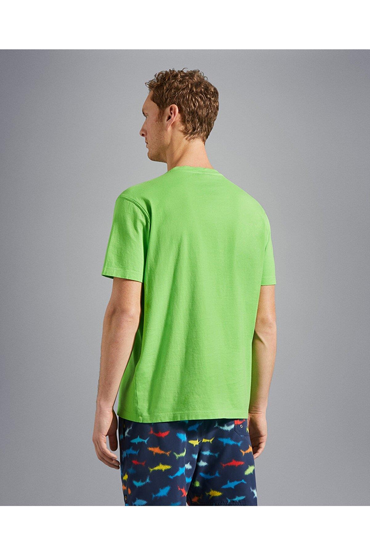Paul Shark Paul Shark Erkek Marka Logolu Basic Bisiklet Yaka Kısa Kollu Yeşil T-Shirt 23411052-197
