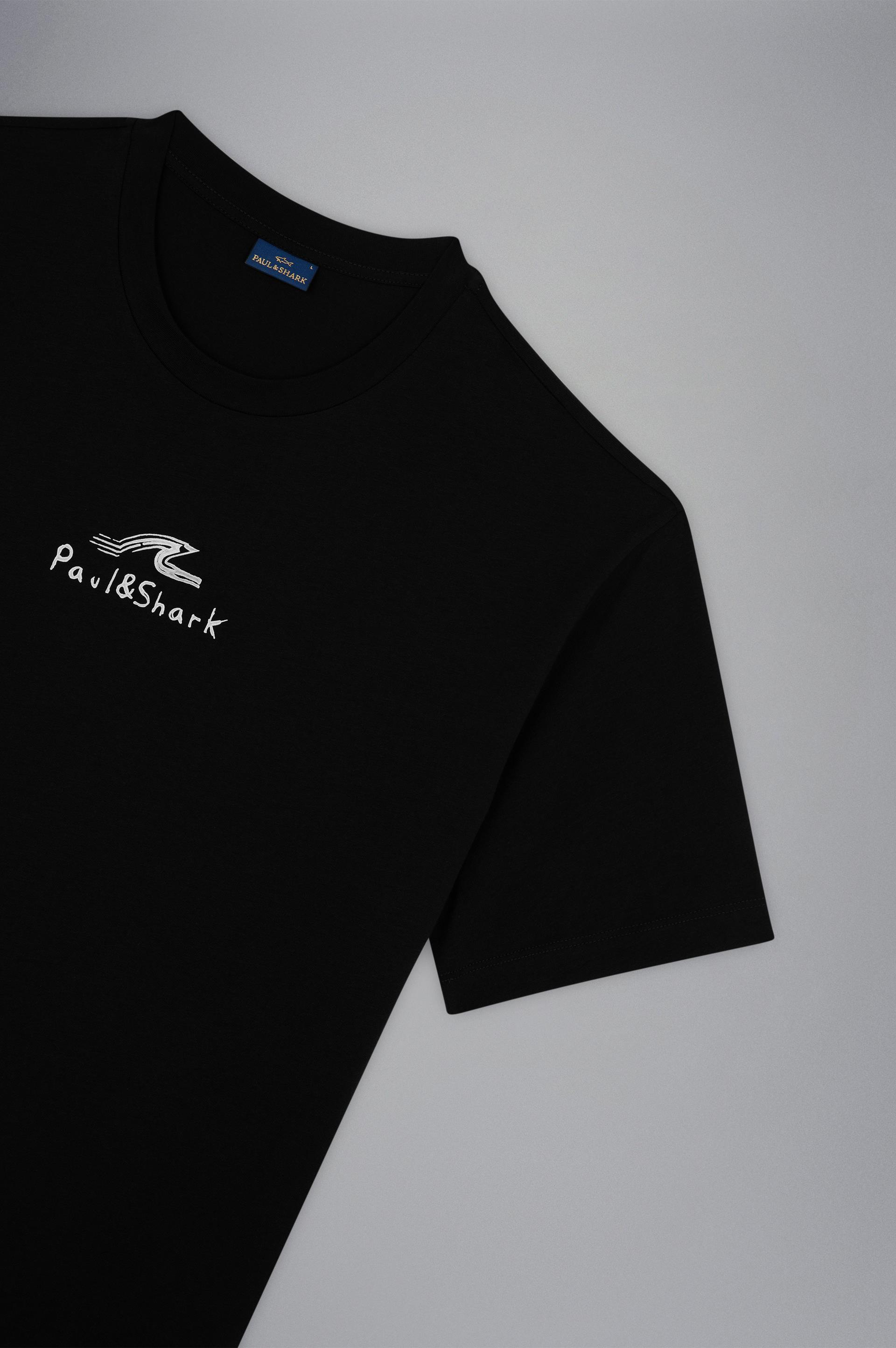 Paul Shark Paul Shark Erkek Marka Logolu Pamuklu Normal Kalıp Günlük Siyah T-Shirt 24411061-011