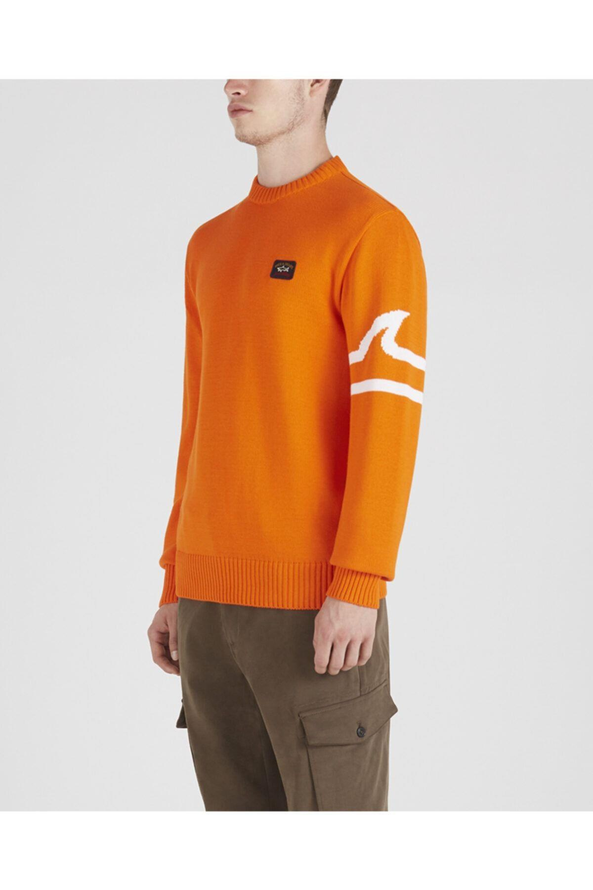 Paul Shark Paul Shark Erkek Marka Logo Detaylı Regular Fit Uzun Kollu Turuncu Kazak I20P1423-139