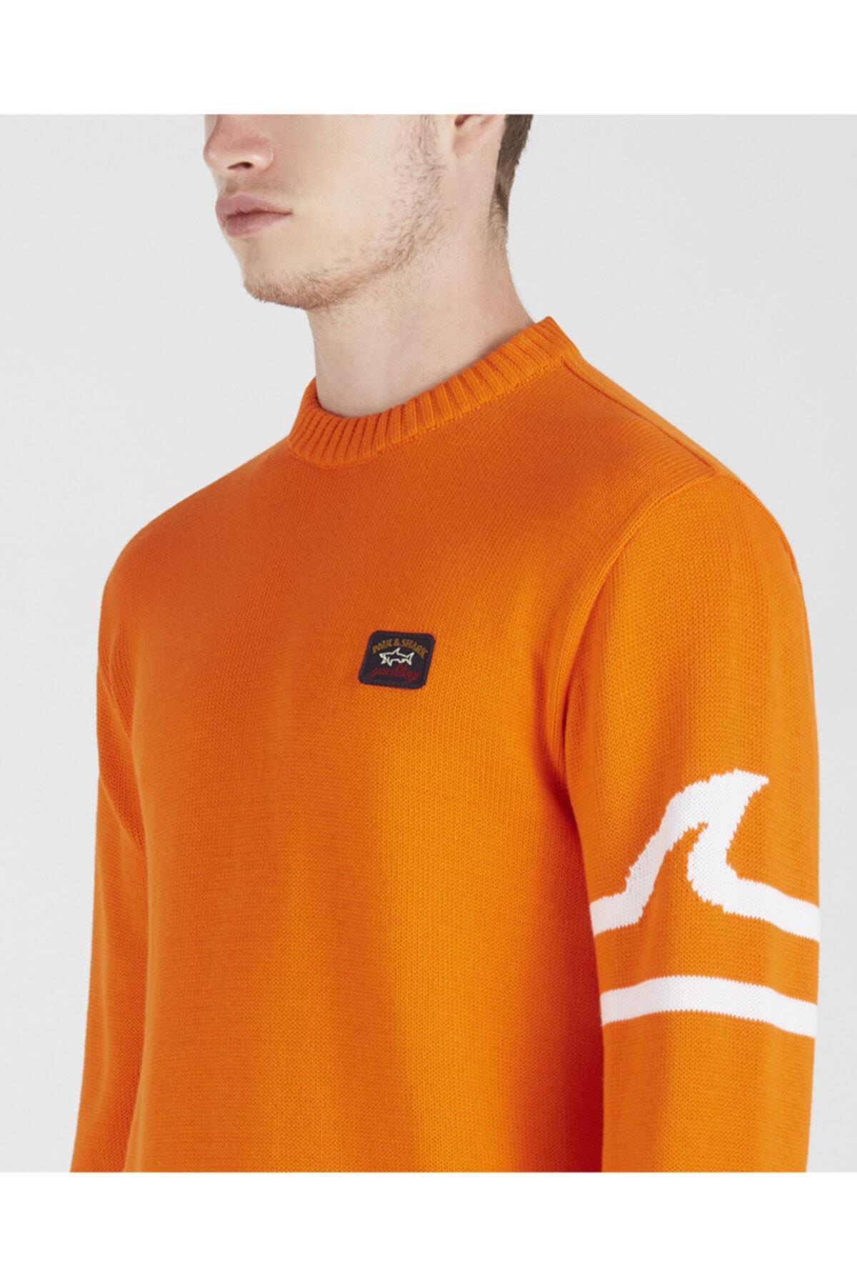 Paul Shark Paul Shark Erkek Marka Logo Detaylı Regular Fit Uzun Kollu Turuncu Kazak I20P1423-139