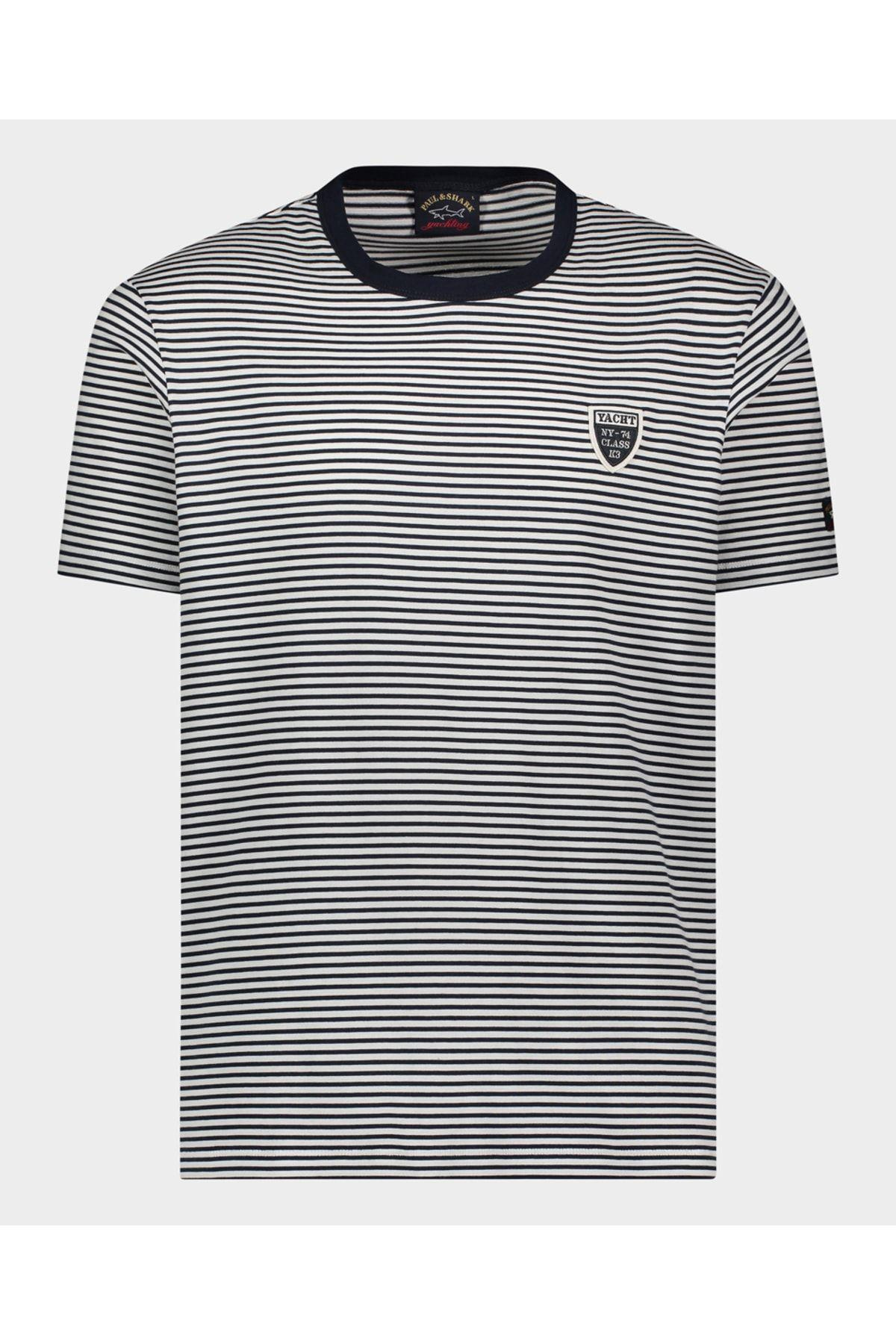 Paul Shark Paul Shark Erkek Marka Logolu Basic Bisiklet Yaka Kısa Kollu Mavi Büyük Beden T-Shirt 22411096A-211