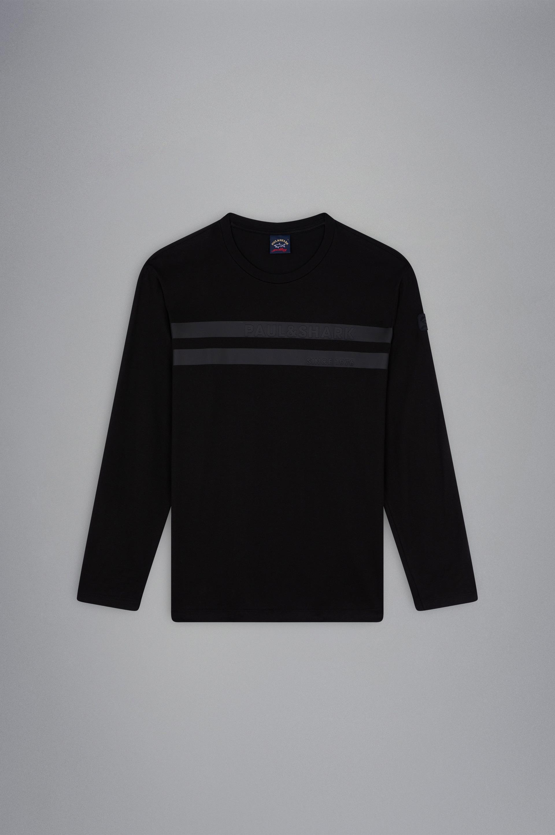 Paul Shark Paul Shark Erkek Marka Logo Detaylı Regular Fit Uzun Kollu Siyah T-Shirt 13311638-011