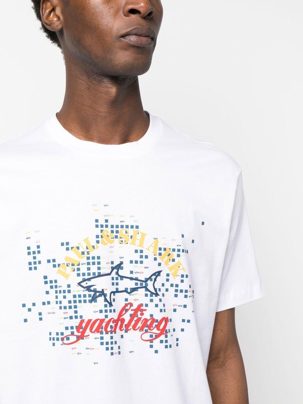 Paul Shark Paul Shark Erkek Marka Logolu Basic Bisiklet Yaka Kısa Kollu Beyaz T-Shirt 23411041-010