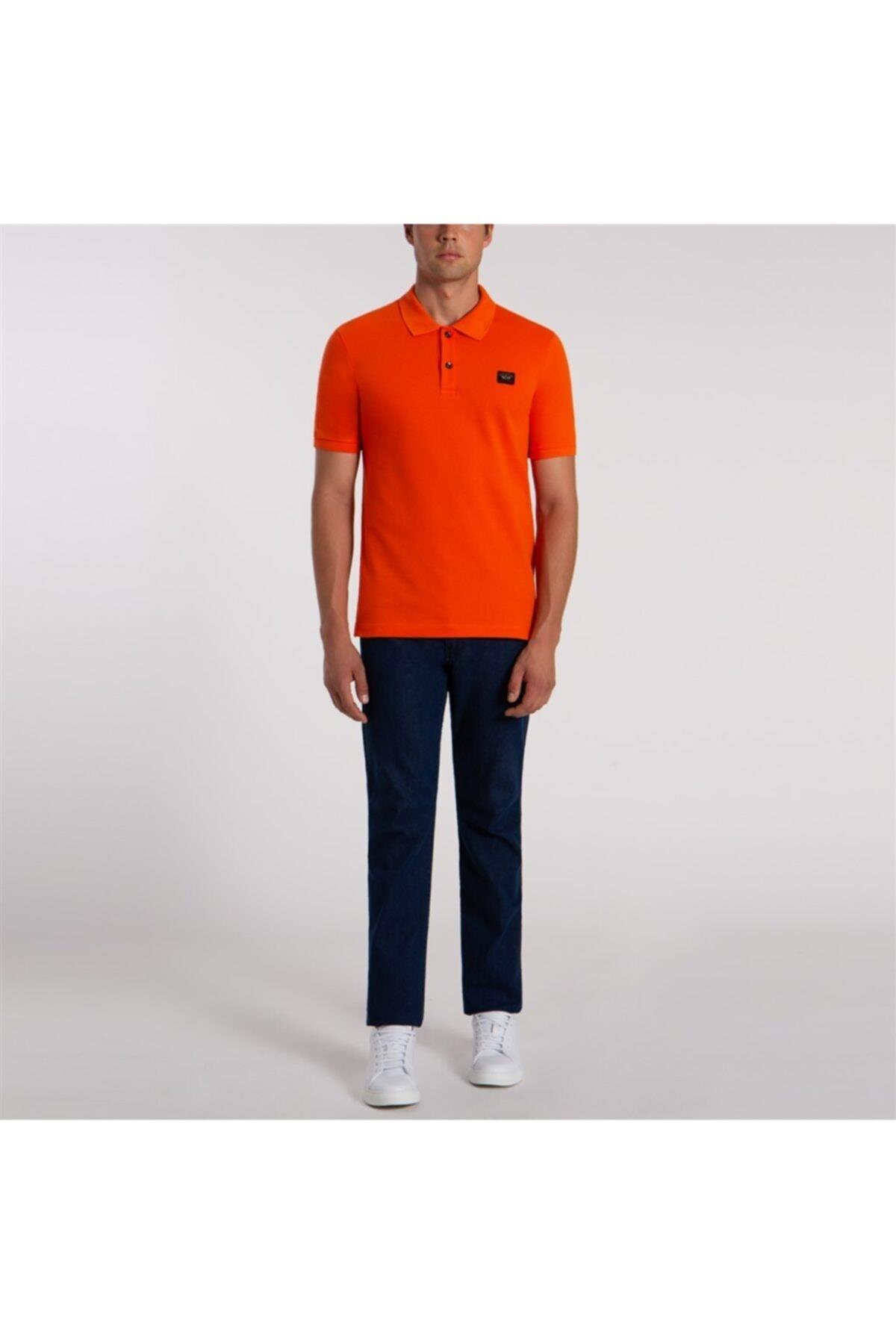 Paul Shark Paul Shark Erkek Marka Logolu Polo Yakalı Organik Pamuklu Turuncu Polo Yaka T-Shirt COP1070-630