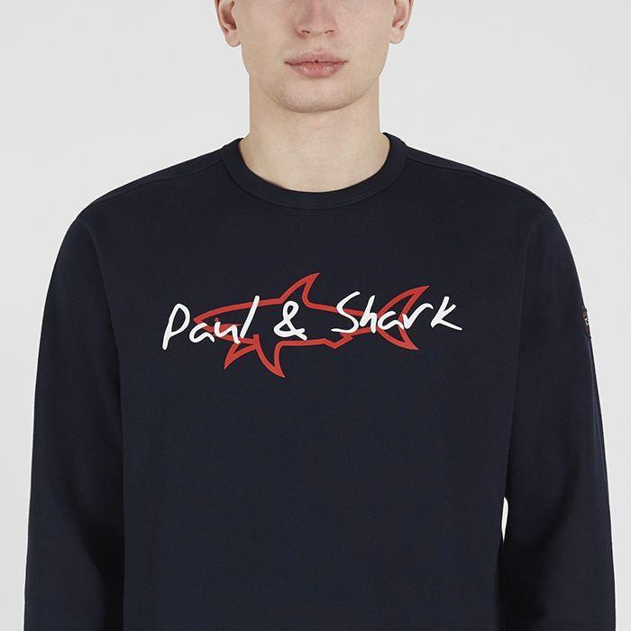 Paul Shark Paul Shark Erkek Marka Logo Detaylı Regular Fit Uzun Kollu Lacivert Sweatshirt P20P1856-013
