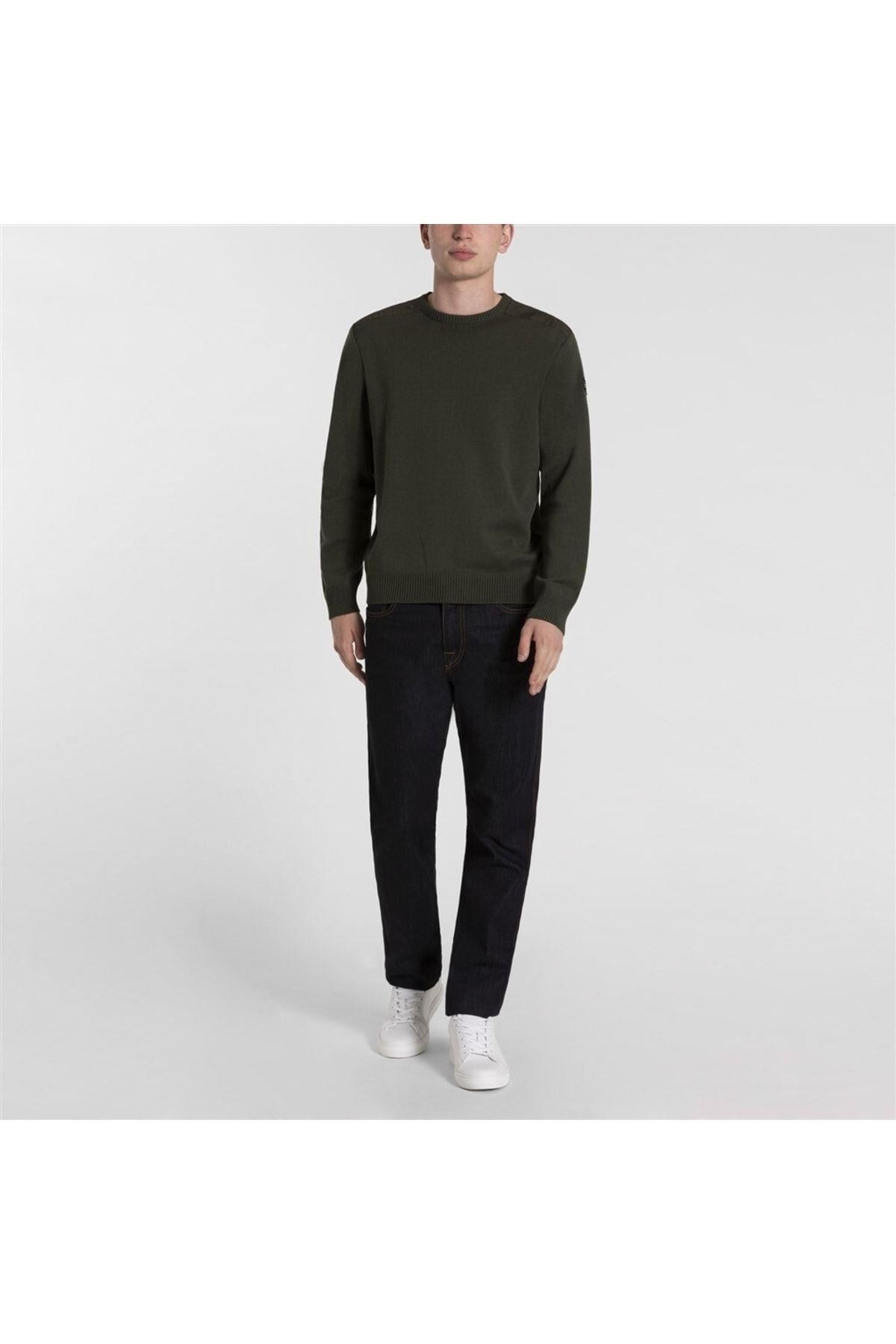Paul Shark Paul Shark Erkek Marka Logo Detaylı Regular Fit Uzun Kollu Haki Kazak C0P1026-044