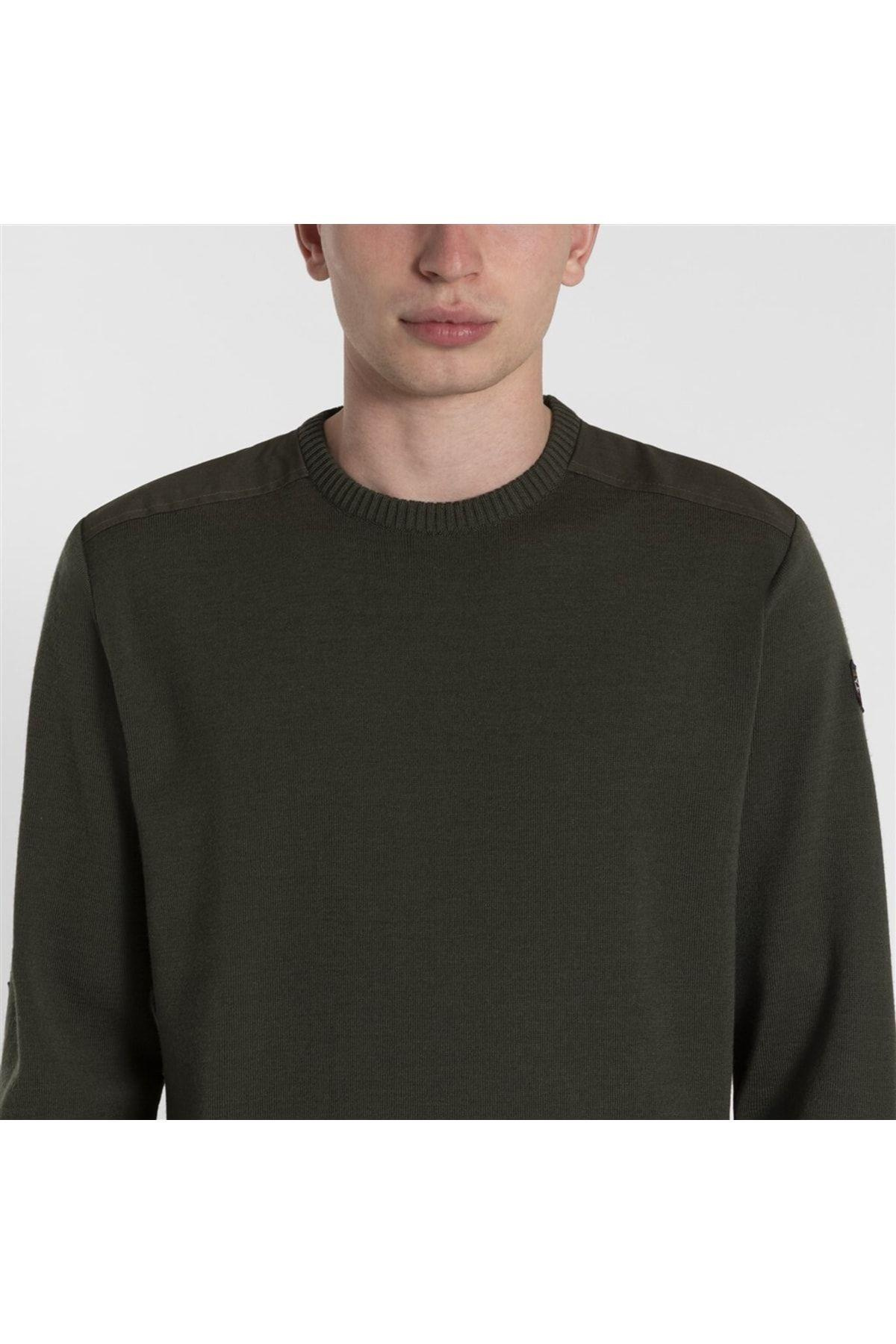 Paul Shark Paul Shark Erkek Marka Logo Detaylı Regular Fit Uzun Kollu Haki Kazak C0P1026-044