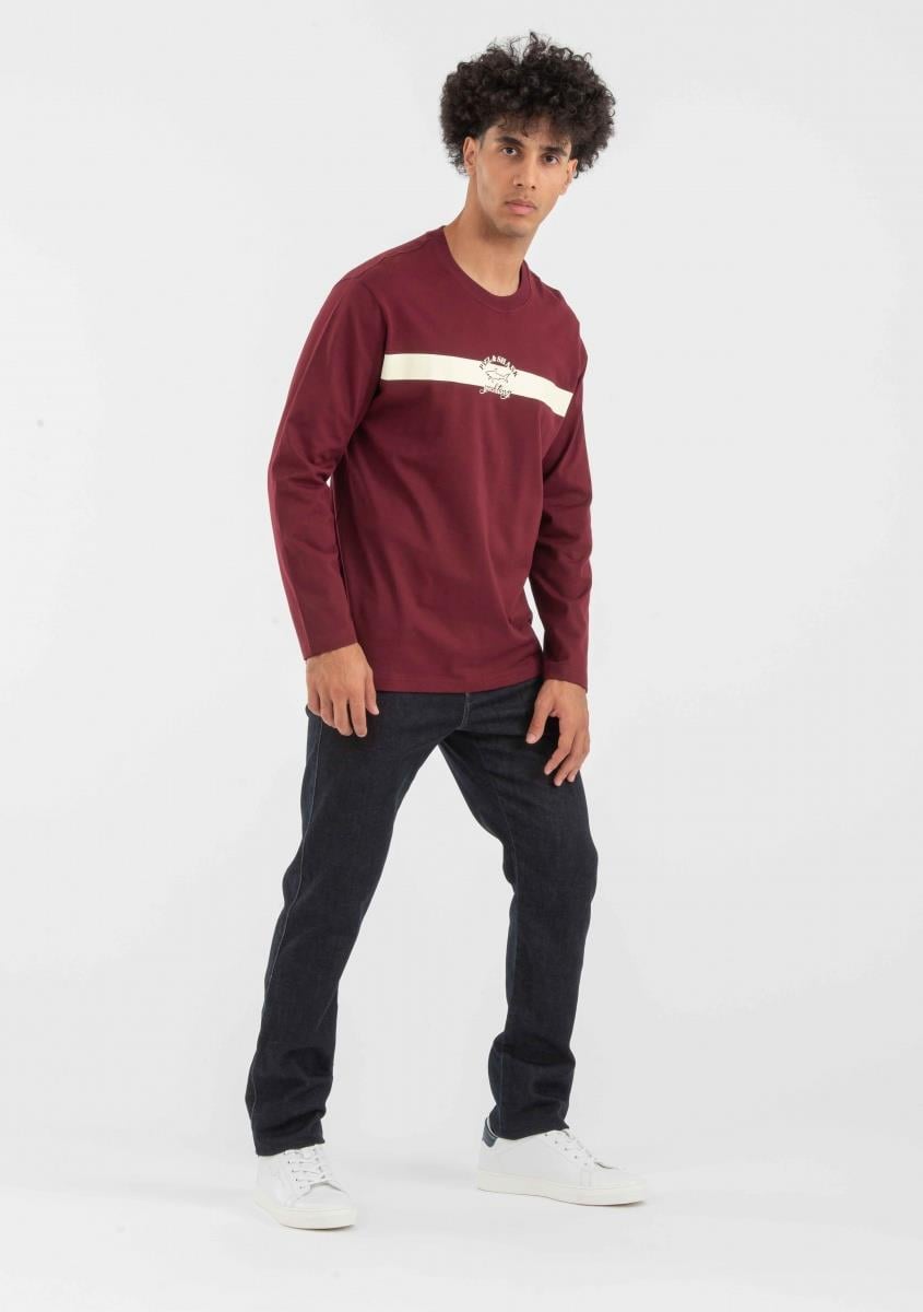 Paul Shark Paul Shark Erkek Marka Logo Detaylı Regular Fit Kısa Kollu Bordo T-Shirt A20P1689-411