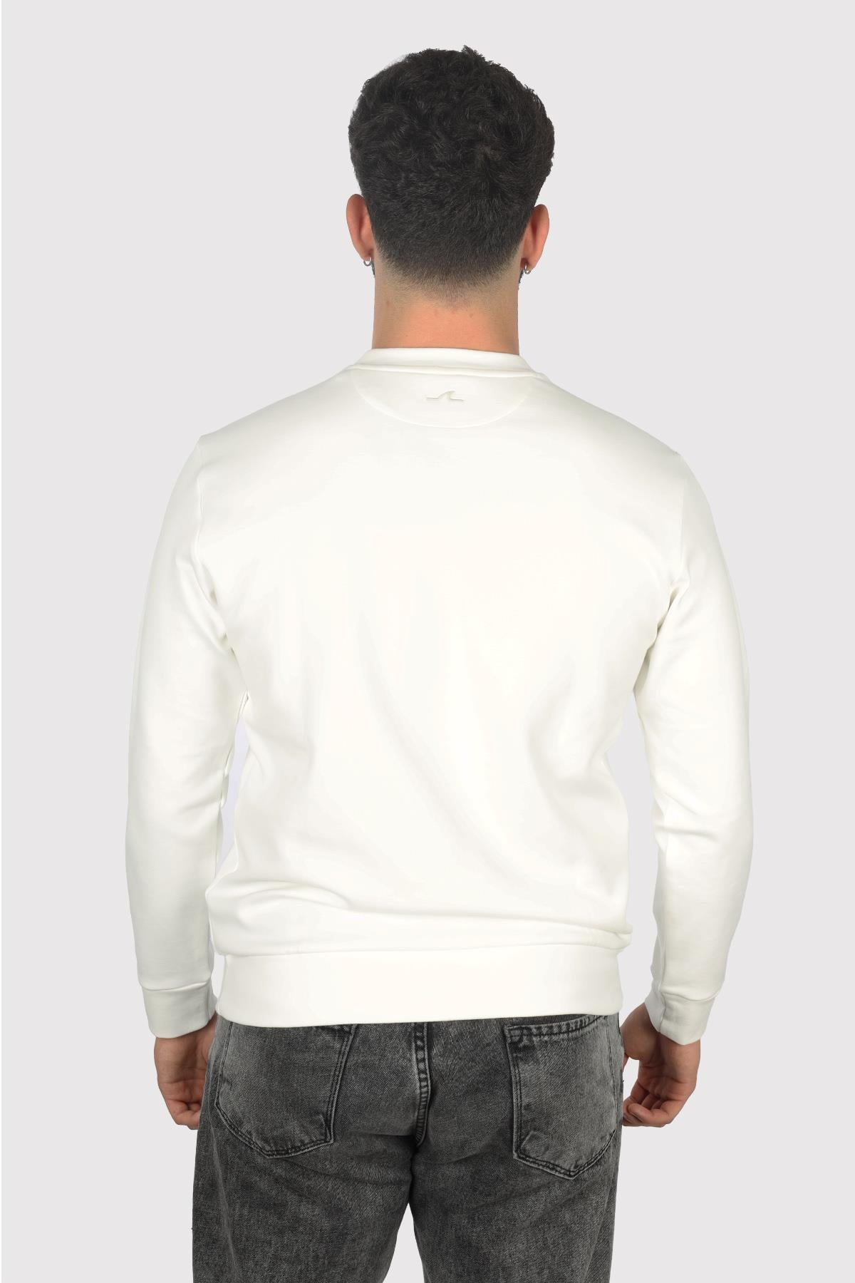 Paul Shark Paul Shark Erkek Marka Logolu Uzun Kollu Rahat Beyaz Sweatshirt 14311842-469