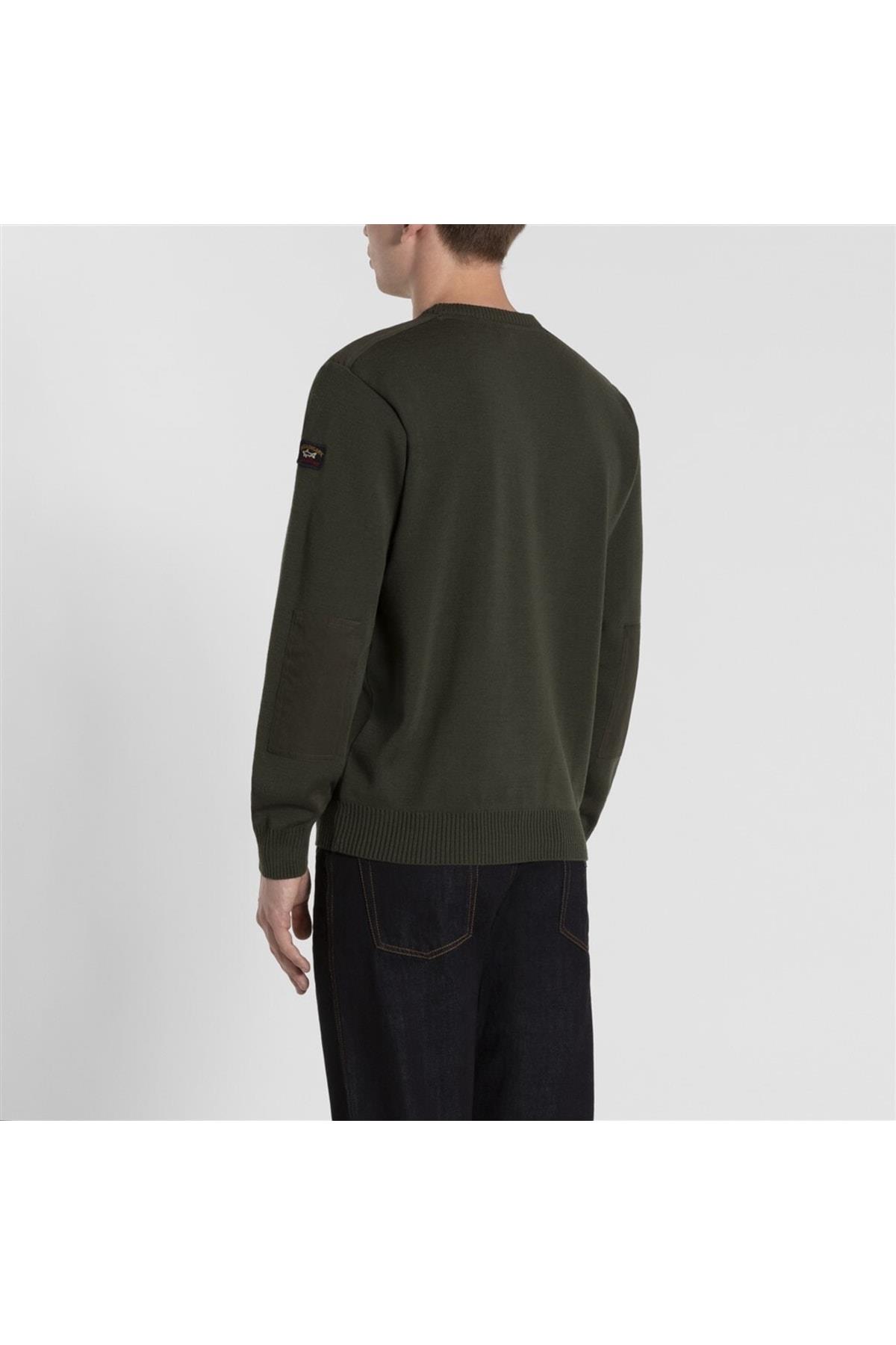 Paul Shark Paul Shark Erkek Marka Logo Detaylı Regular Fit Uzun Kollu Haki Kazak C0P1026-044