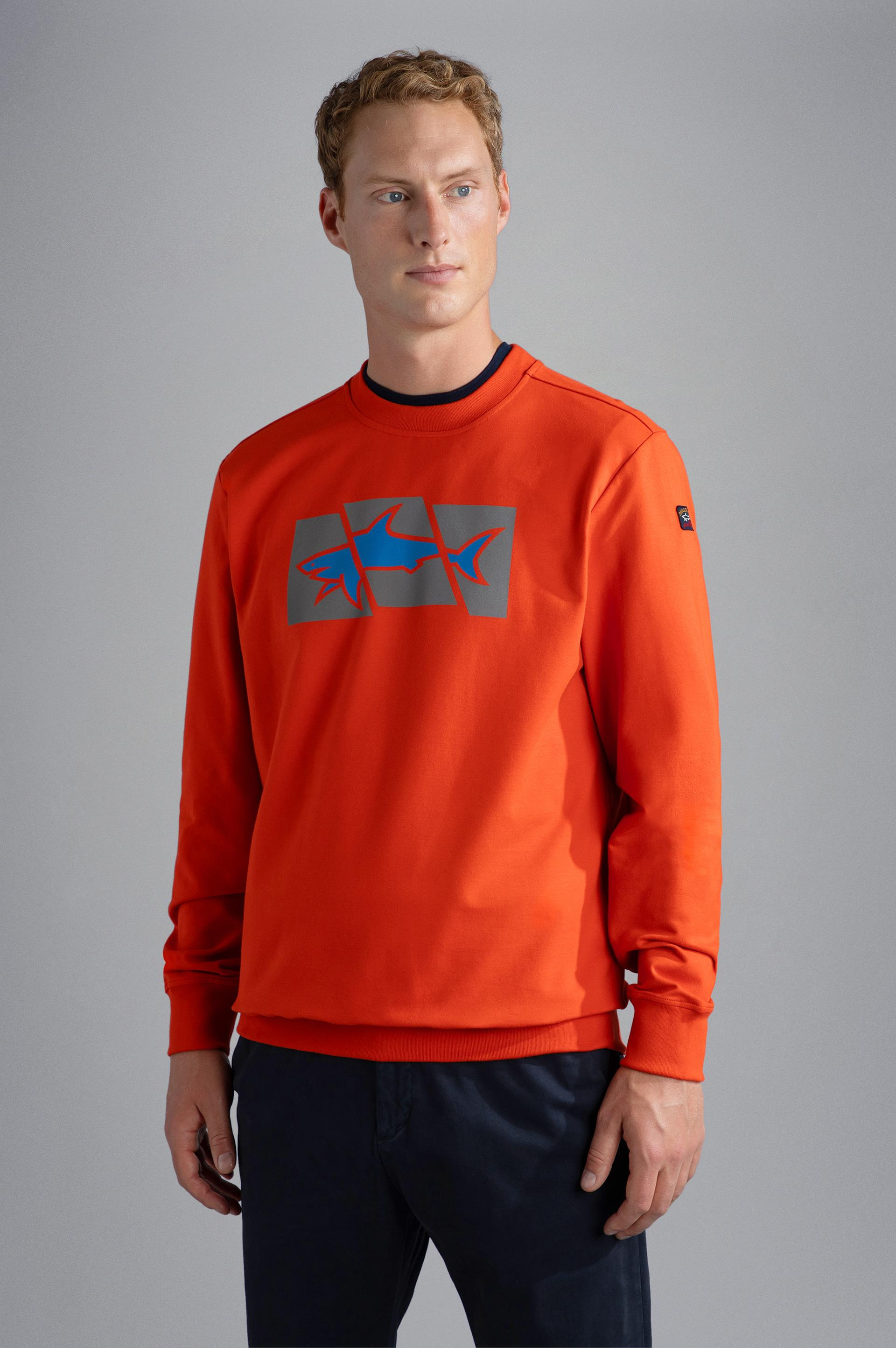 Paul Shark Paul Shark Erkek Marka Logolu Pamuklu Normal Kalıp Günlük Turuncu Sweatshirt 13311965-576