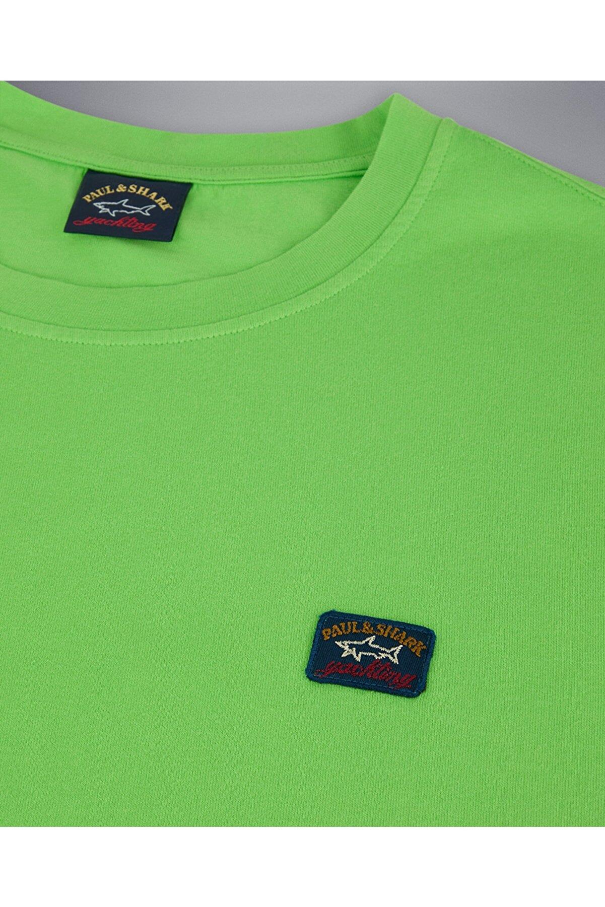Paul Shark Paul Shark Erkek Marka Logolu Basic Bisiklet Yaka Kısa Kollu Yeşil T-Shirt 23411052-197