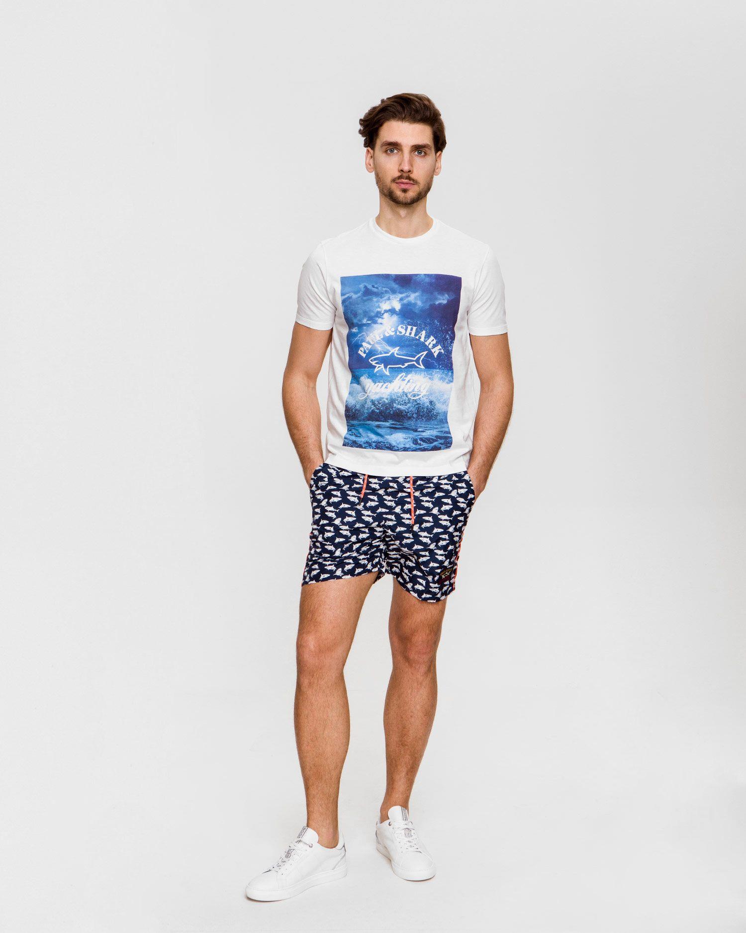 Paul Shark Paul Shark Erkek Marka Logo Detaylı Regular Fit Kısa Kollu Beyaz T-Shirt E20P1092-010