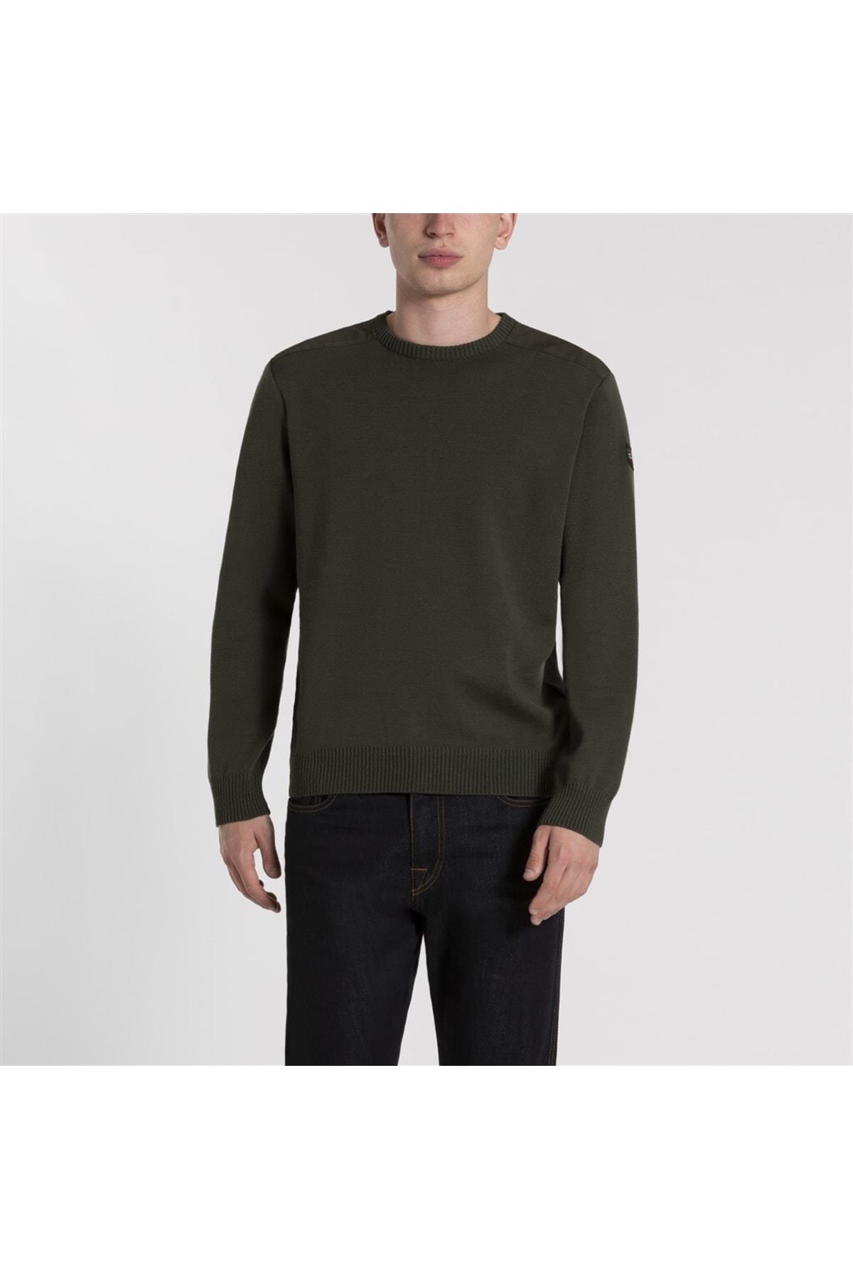Paul Shark Paul Shark Erkek Marka Logo Detaylı Regular Fit Uzun Kollu Haki Kazak C0P1026-044