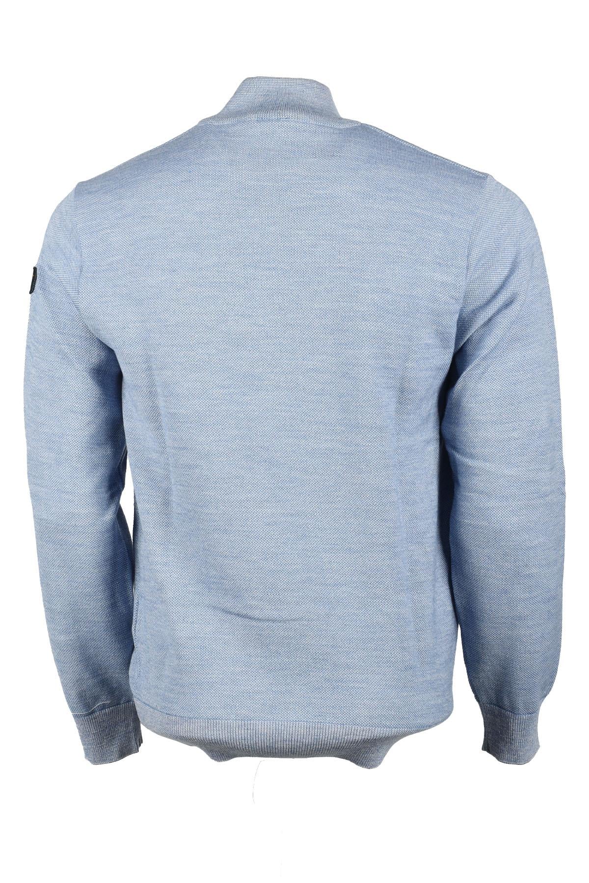Paul Shark Paul Shark Erkek Marka Logo Detaylı Regular Fit Uzun Kollu Mavi Kazak P20P1652-109