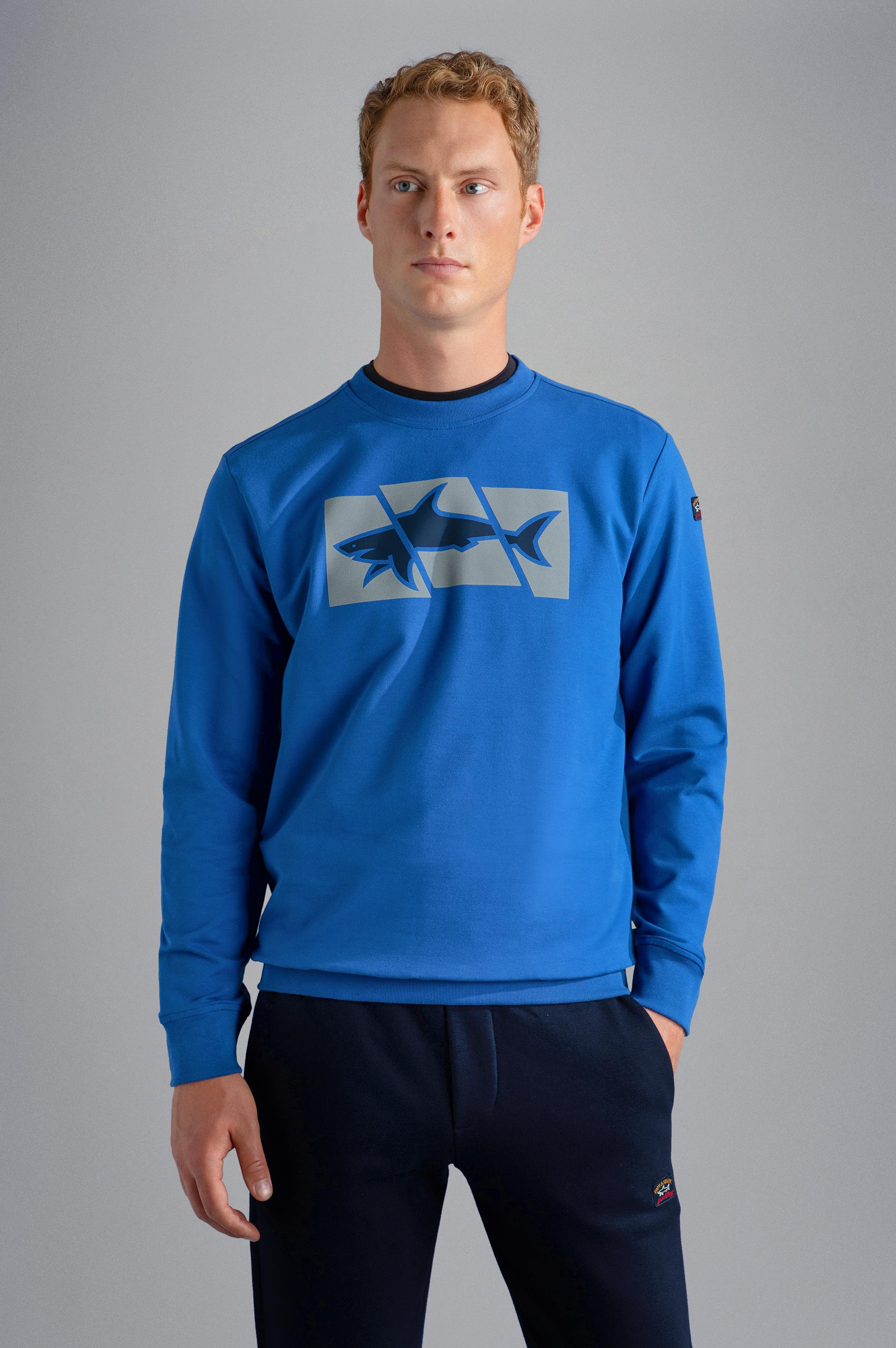 Paul Shark Paul Shark Erkek Marka Logolu Pamuklu Normal Kalıp Günlük Mavi Sweatshirt 13311965-402