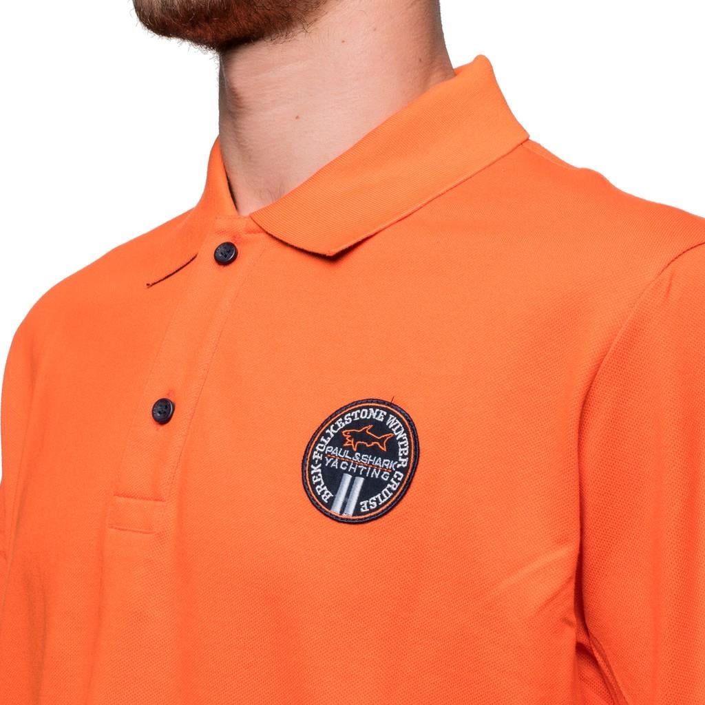 Paul Shark Paul Shark Erkek Marka Logo Detaylı Regular Fit Kısa Kollu Turuncu Polo Yaka T-Shirt E20P1334-139