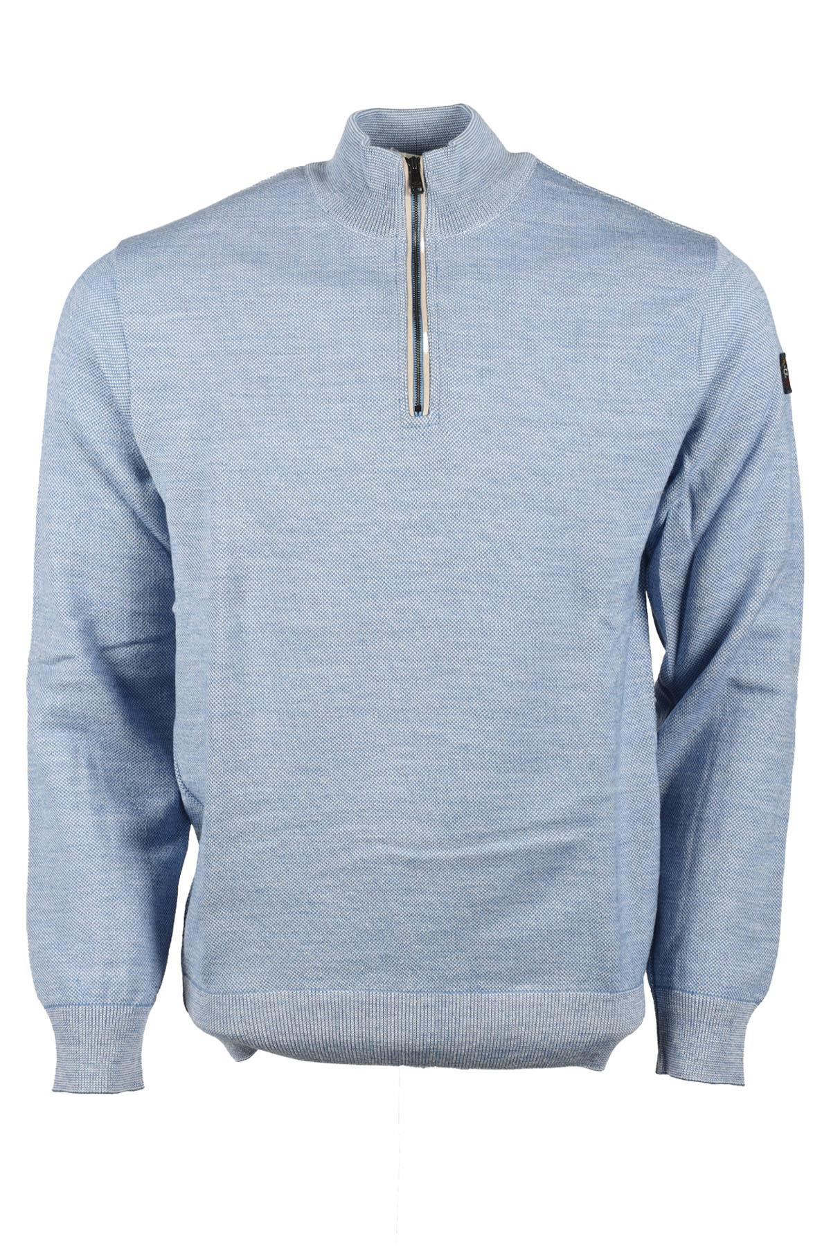 Paul Shark Paul Shark Erkek Marka Logo Detaylı Regular Fit Uzun Kollu Mavi Kazak P20P1652-109