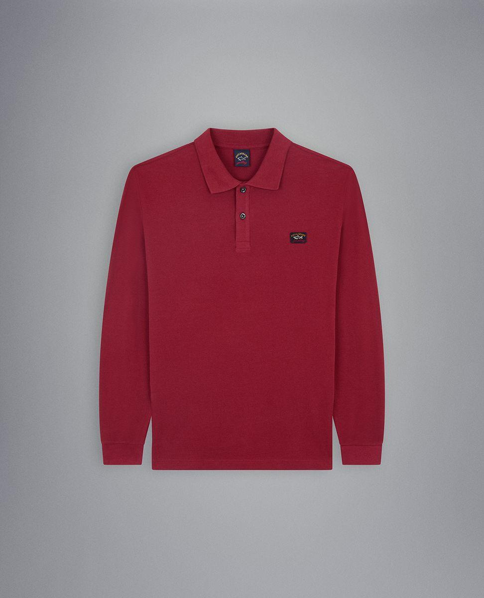 Paul Shark Paul Shark Erkek Marka Logolu Pamuklu Polo Yakalı Uzun Kollu Bordo Polo Yaka T-Shirt C0P1001-142