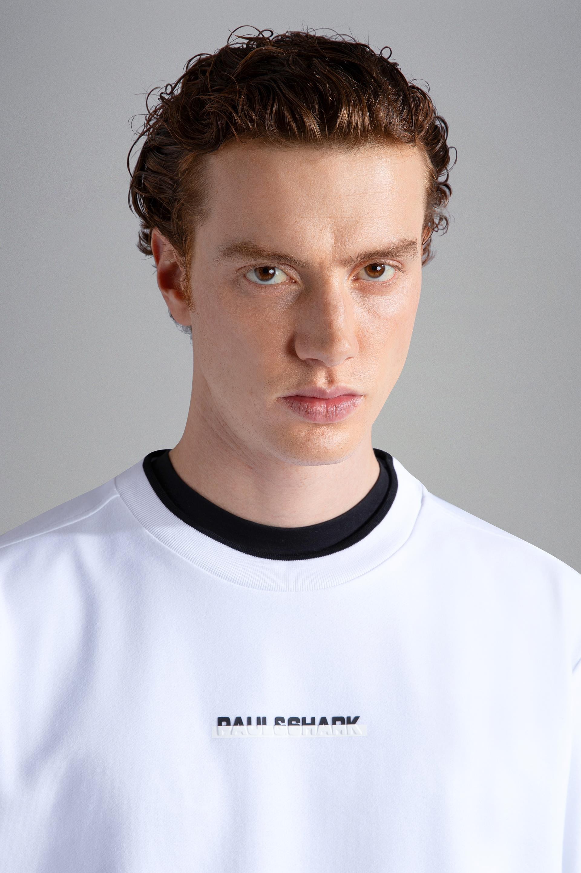 Paul Shark Paul Shark Erkek Marka Logolu Uzun Kollu Rahat Beyaz Sweatshirt 13311807-010