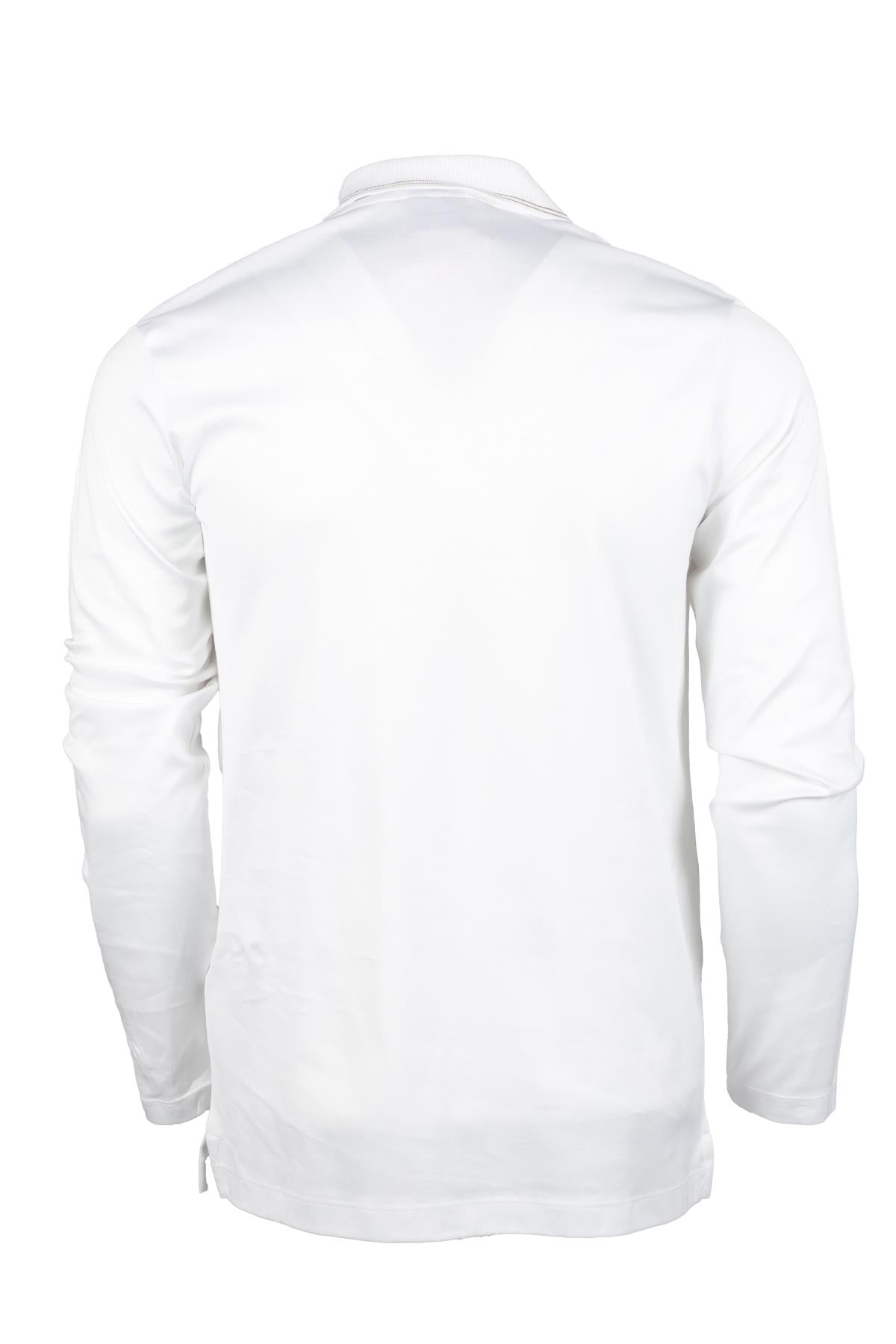 Paul Shark Paul Shark Erkek Marka Logolu Uzun Kollu Rahat Beyaz Polo Yaka T-Shirt 13311723-010