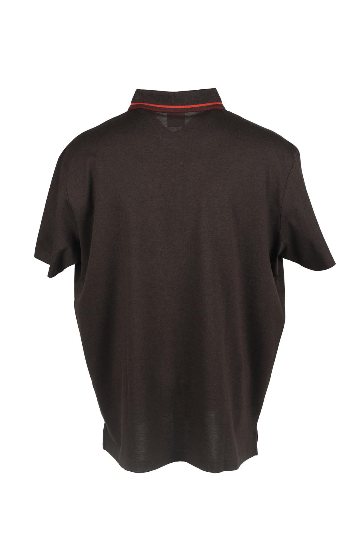 Paul Shark Paul Shark Erkek Marka Logo Detaylı Regular Fit Kısa Kollu Kahverengi Büyük Beden Polo Yaka T-Shirt A20P1773A-963