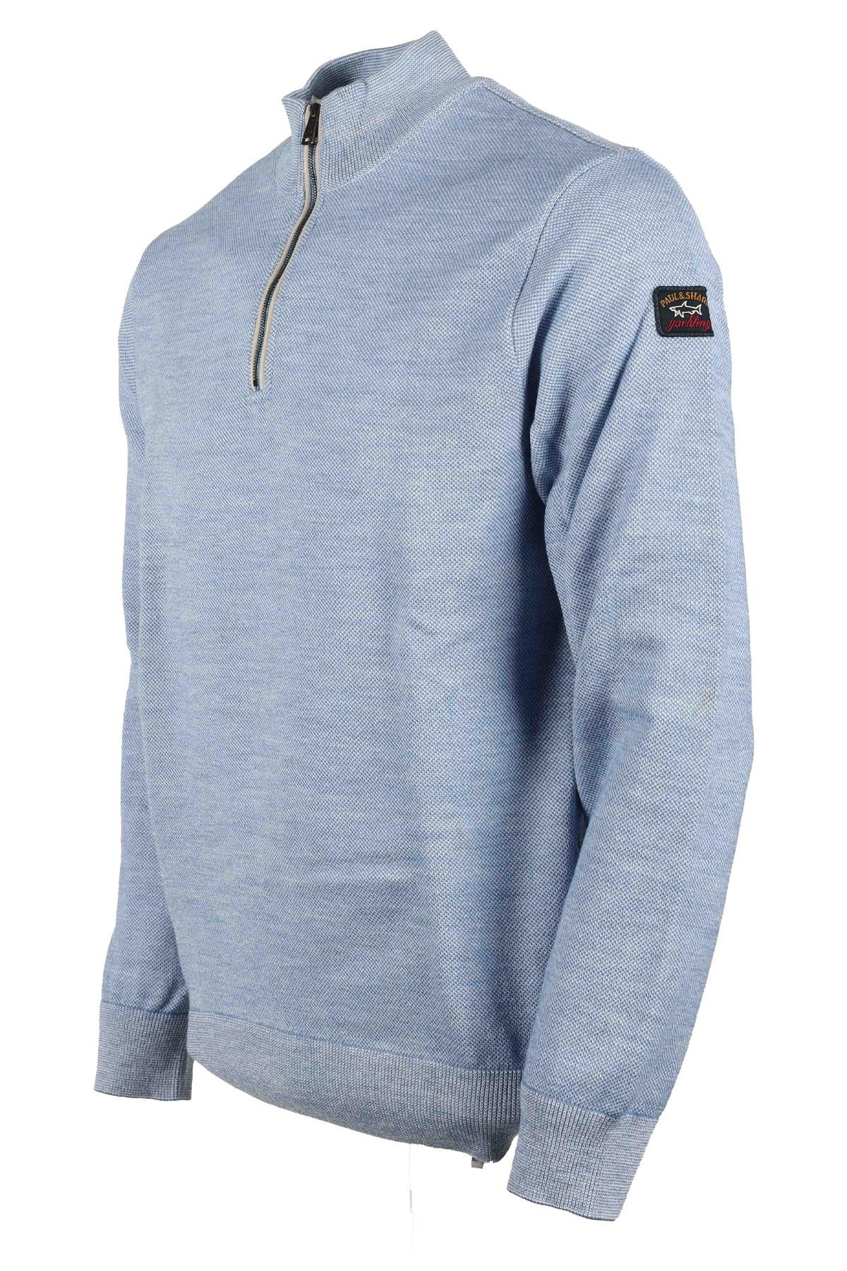 Paul Shark Paul Shark Erkek Marka Logo Detaylı Regular Fit Uzun Kollu Mavi Kazak P20P1652-109