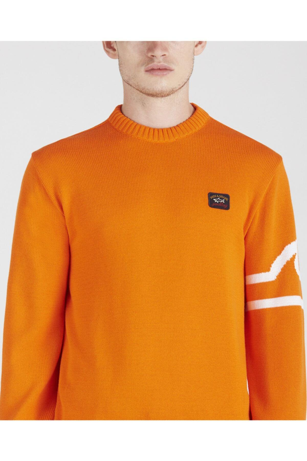 Paul Shark Paul Shark Erkek Marka Logo Detaylı Regular Fit Uzun Kollu Turuncu Kazak I20P1423-139