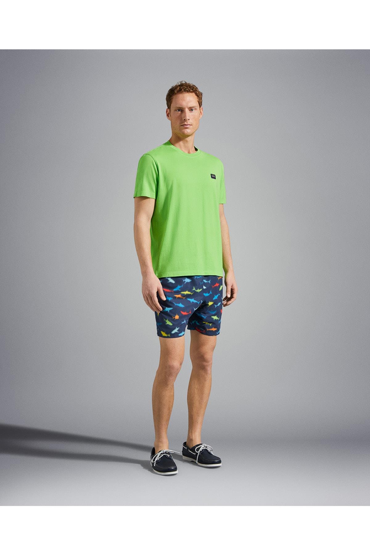 Paul Shark Paul Shark Erkek Marka Logolu Basic Bisiklet Yaka Kısa Kollu Yeşil T-Shirt 23411052-197