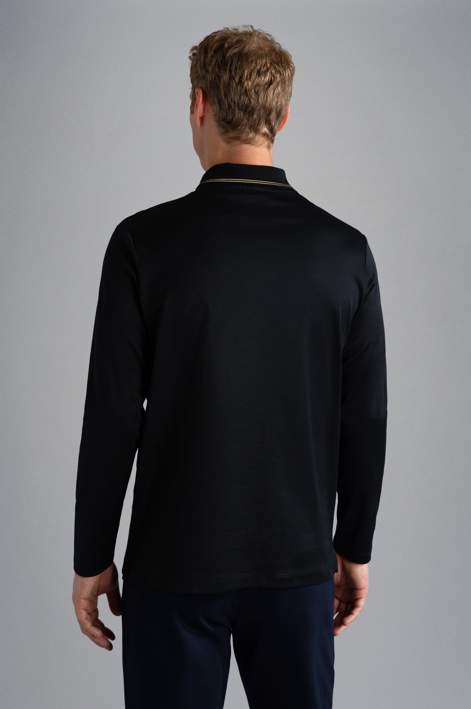 Paul Shark Paul Shark Erkek Marka Logolu Uzun Kollu Rahat Siyah Polo Yaka T-Shirt 13311723-011