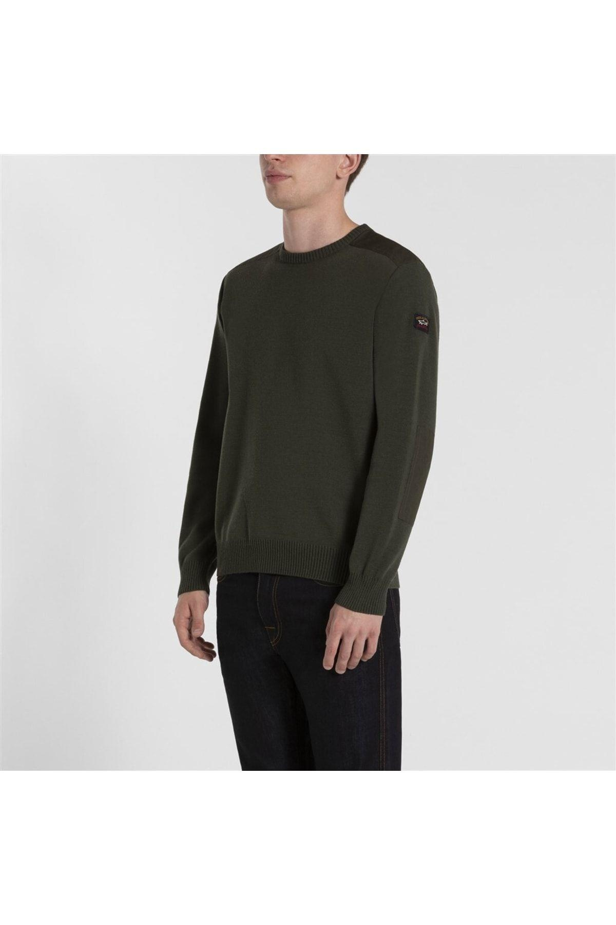Paul Shark Paul Shark Erkek Marka Logo Detaylı Regular Fit Uzun Kollu Haki Kazak C0P1026-044
