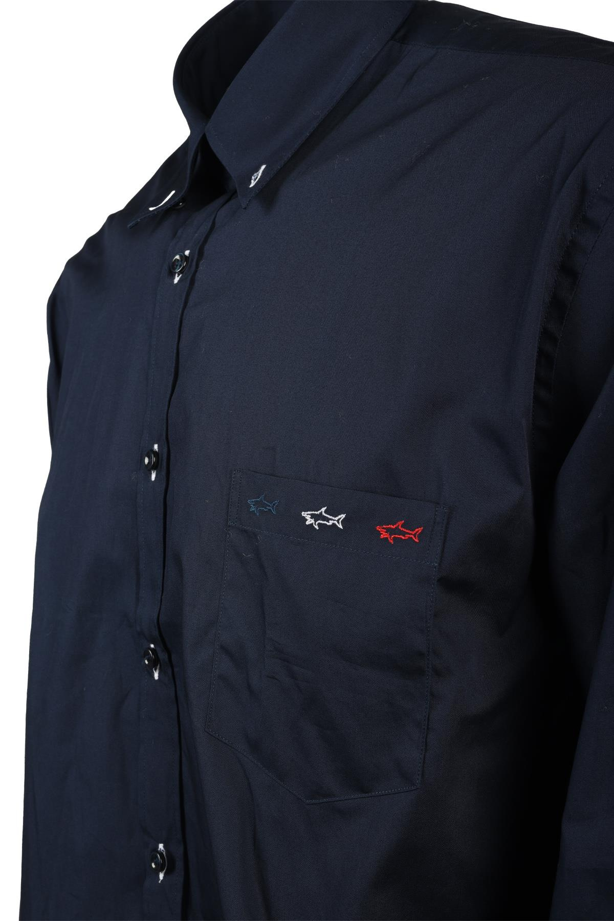 Paul Shark Paul Shark Erkek Marka Logo Detaylı Regular Fit Uzun Kollu Lacivert Gömlek I20P3161-050